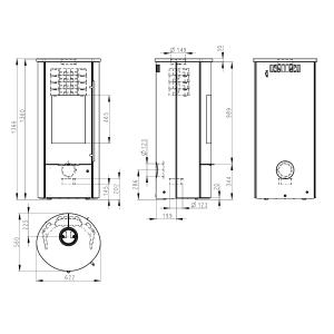 Olsberg Tolima PowerSystem II Compact Kaminofen Stahl Schwarz | Keramikverkleidung Ahorn