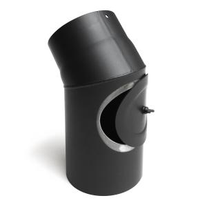 Raik Rauchrohrbogen / Ofenrohr 180mm - 45° mit Reinigungsöffnung schwarz