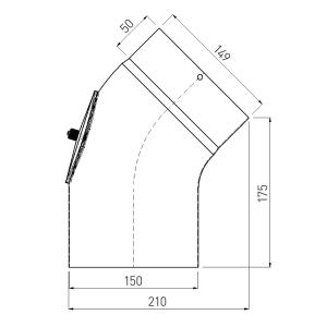 Raik Rauchrohrbogen / Ofenrohrbogen Emaille 150mm - 45° Bogen glatt Braun mit Reinigungsöffnung