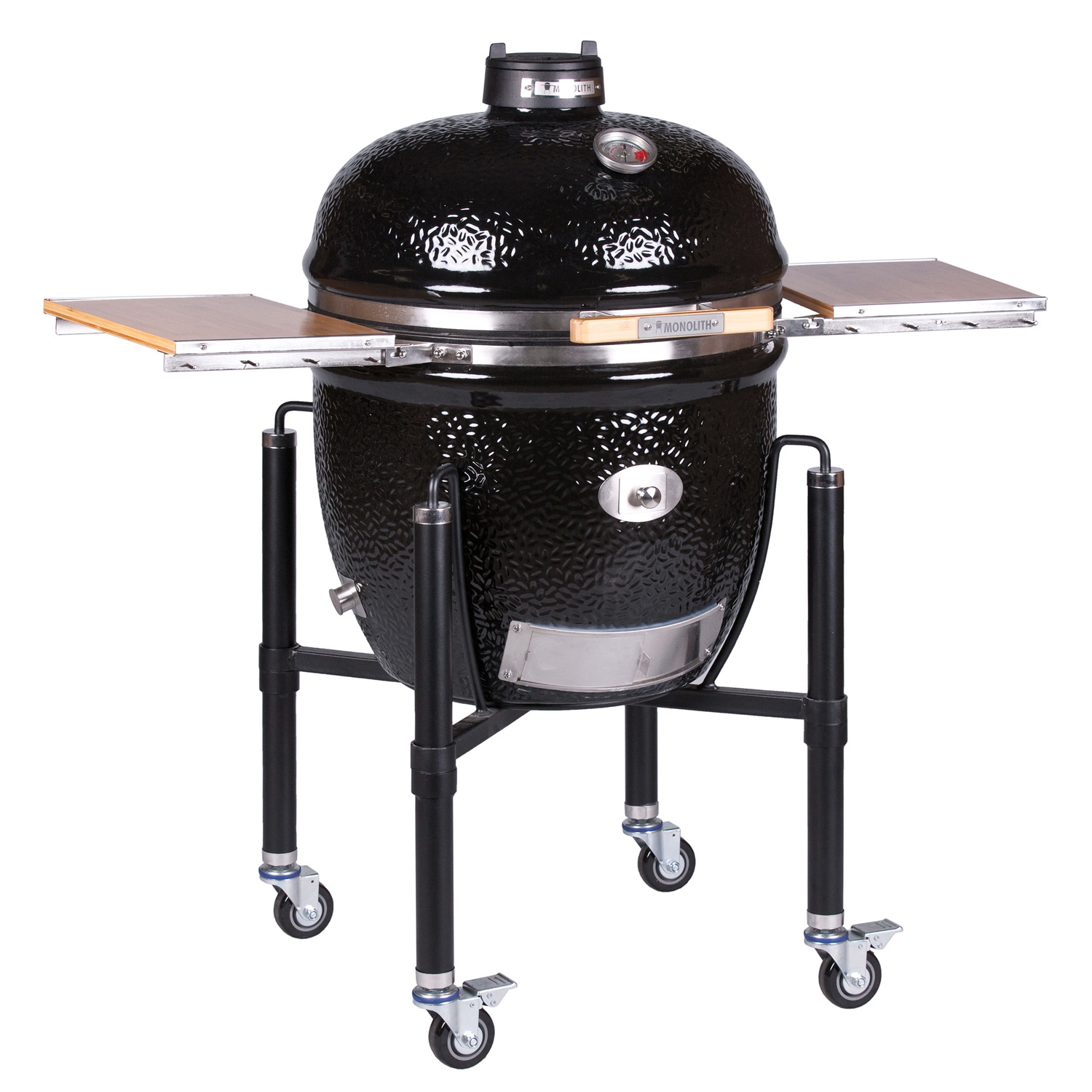 MONOLITH LeCHEF Keramikgrill PRO-Serie 2.0 Schwarz mit Gestell und Seitentischen