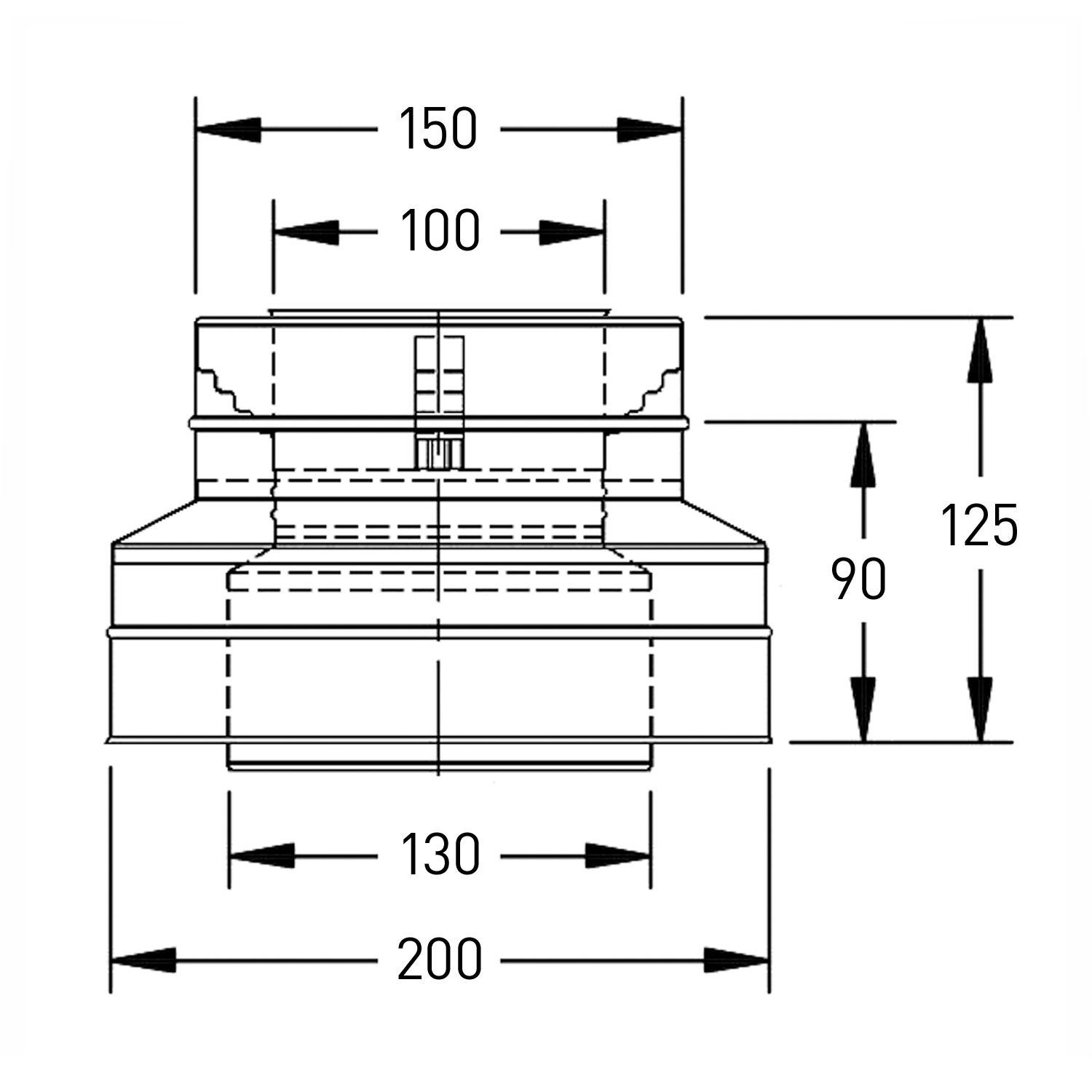 Trimline CC Übergangsstück von 130-200 auf 100-150