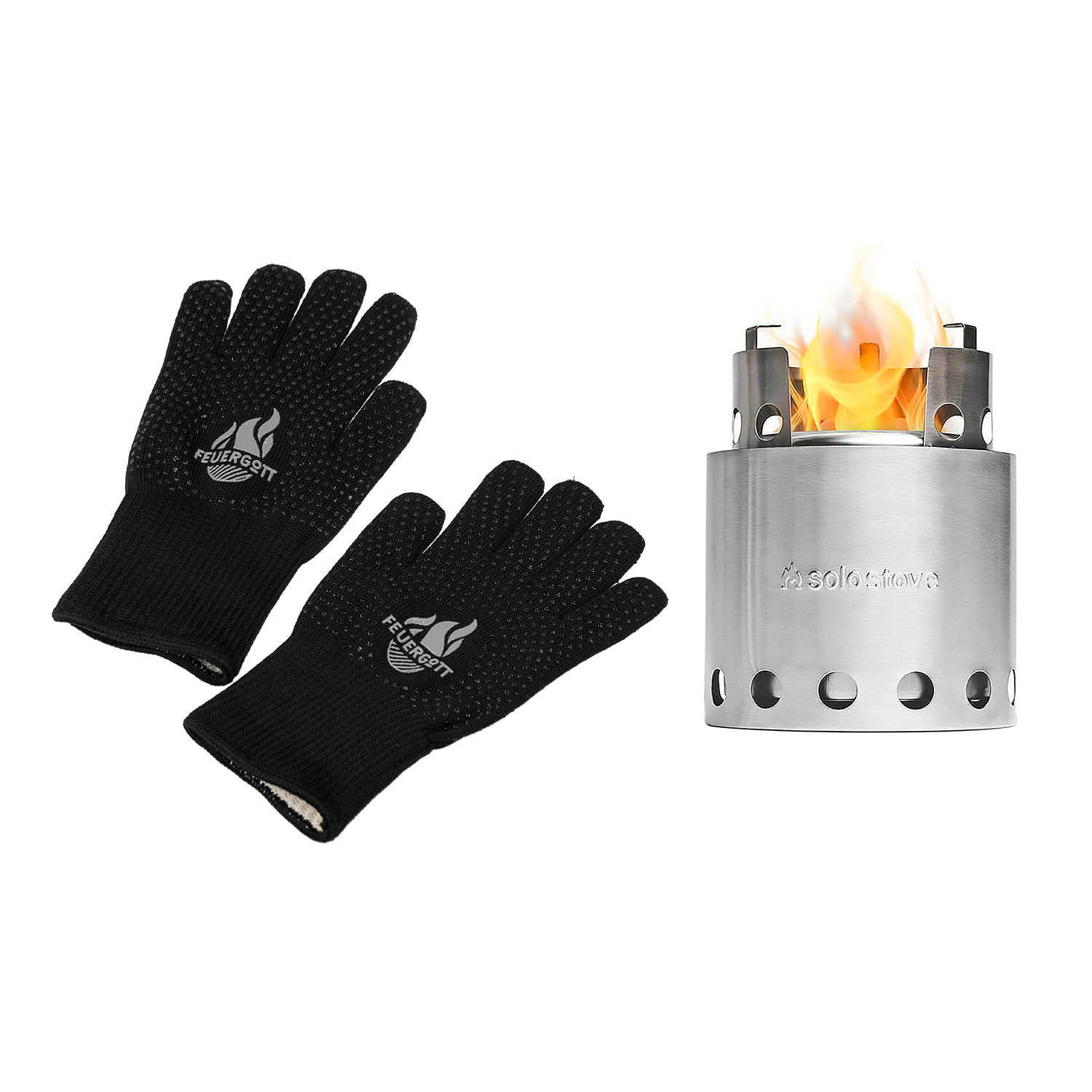 FEUERGOTT Grillhandschuhe silikonbeschichtet  & Solo Stove Lite Campingkocher