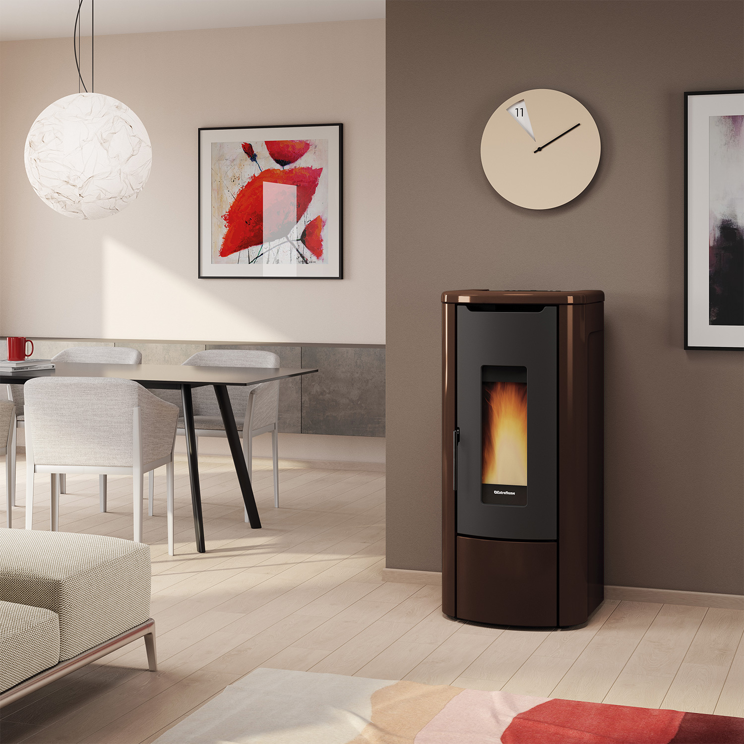 Extraflame Evolution Line Rosanna Idro Wasserführender Pelletofen Stahl Bronze