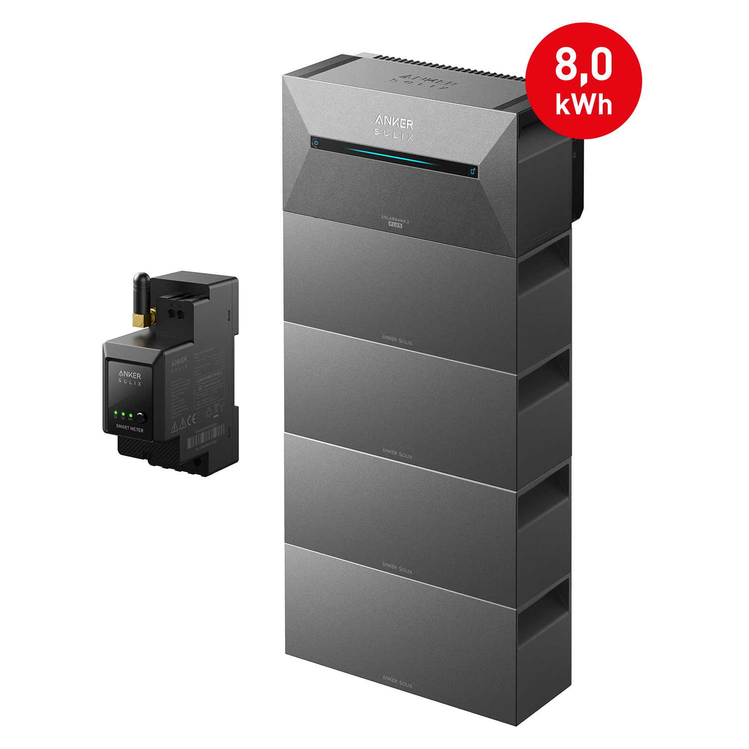 Anker SOLIX Solarbank 2 E1600 PRO Balkon-Stromspeichersystem + 4x BP1600 Erweiterungsakku