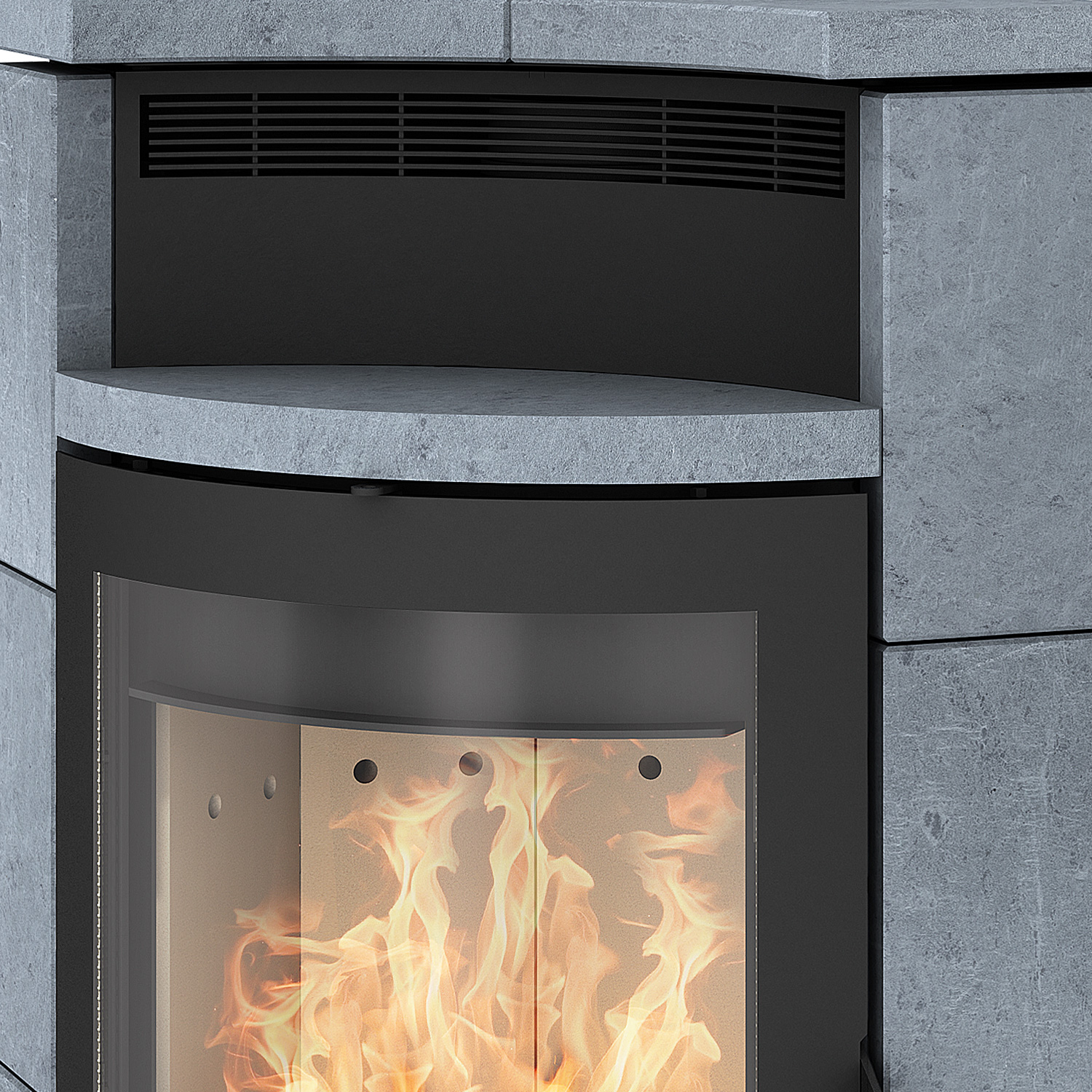 Fireplace Lyon Eckkaminofen Stahl Schwarz | Speckstein