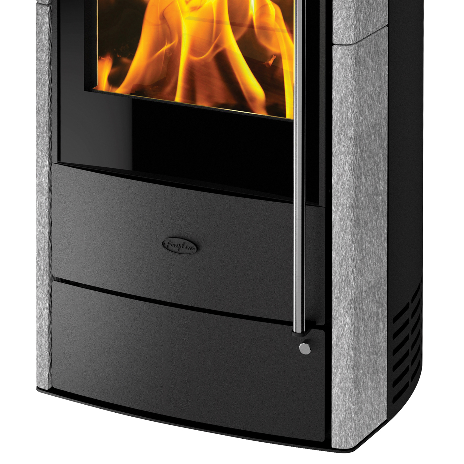 Fireplace Teramo Dauerbrandofen RLU Stahl Schwarz / Speckstein