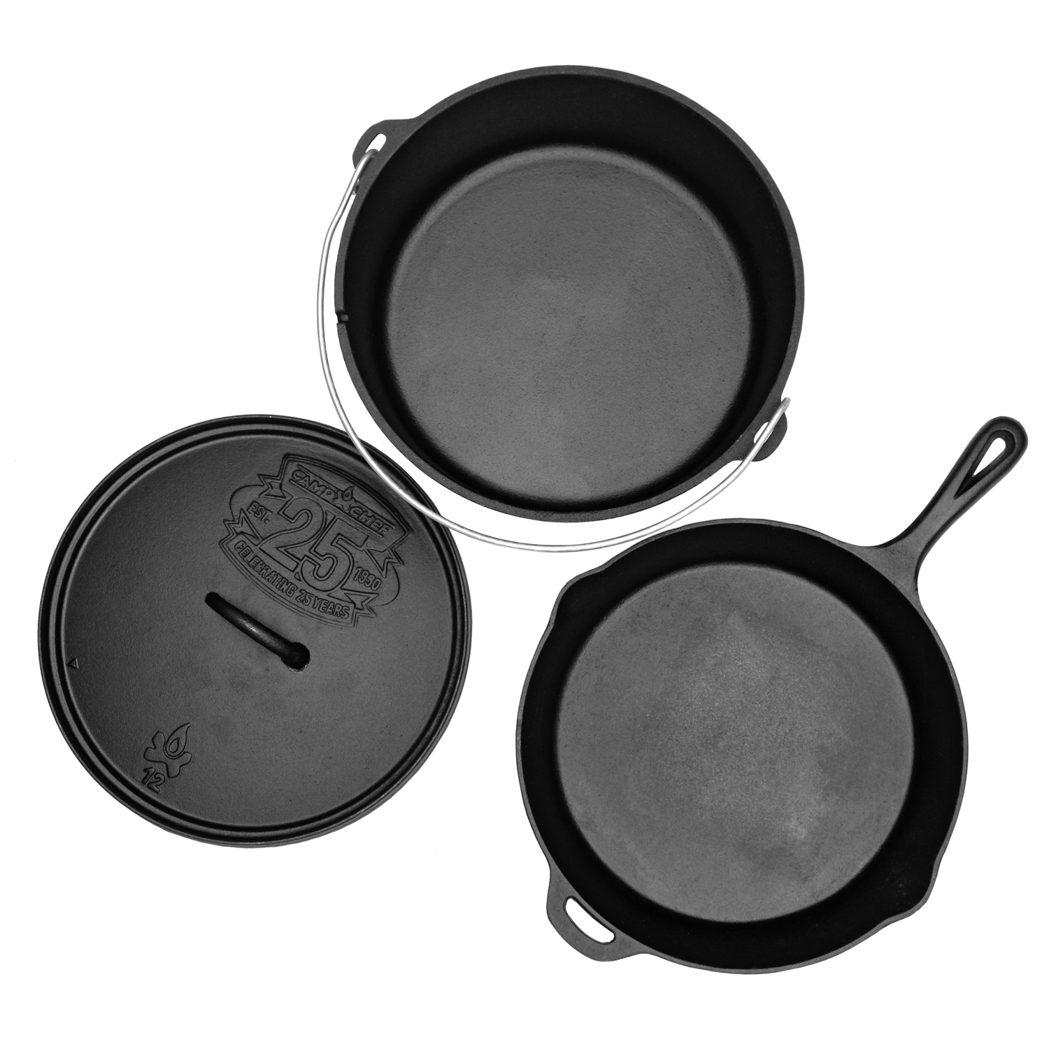 Camp Chef Classic Dutch Oven SDO-12 + Cast Iron Pfanne 30 cm + Deckel