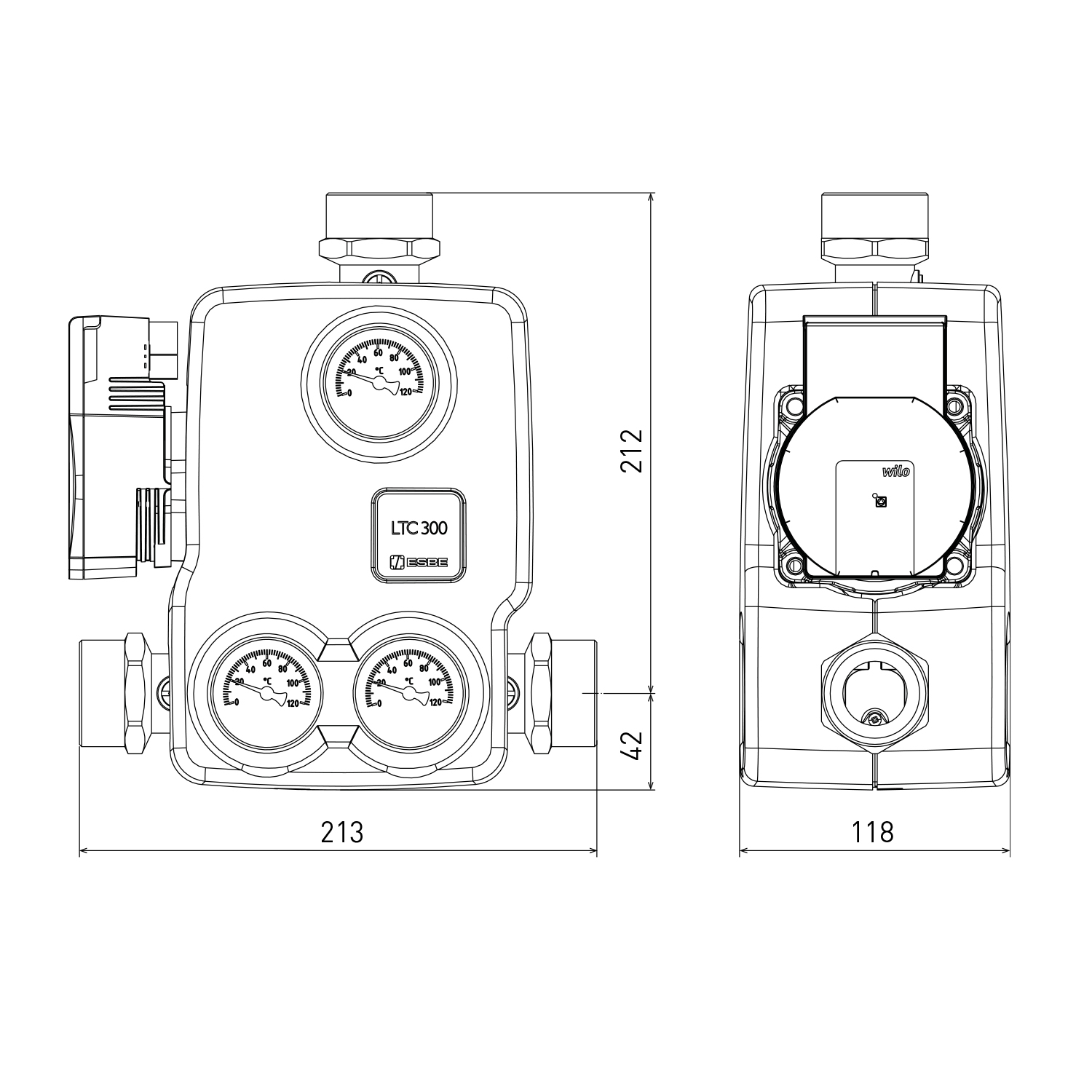 ESBE LTC 341 55°C Rücklaufanhebungsgruppe inkl. Hocheffizienzpumpe 4 m