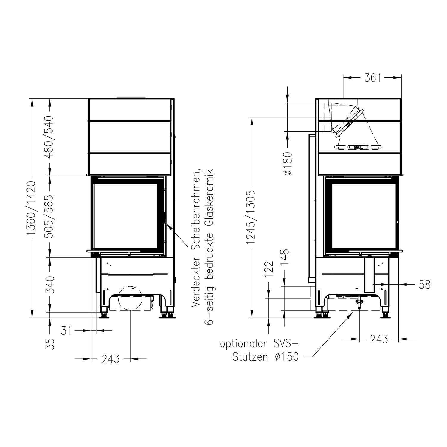 Spartherm Mini 2LRh-4S Kamineinsatz Ecke