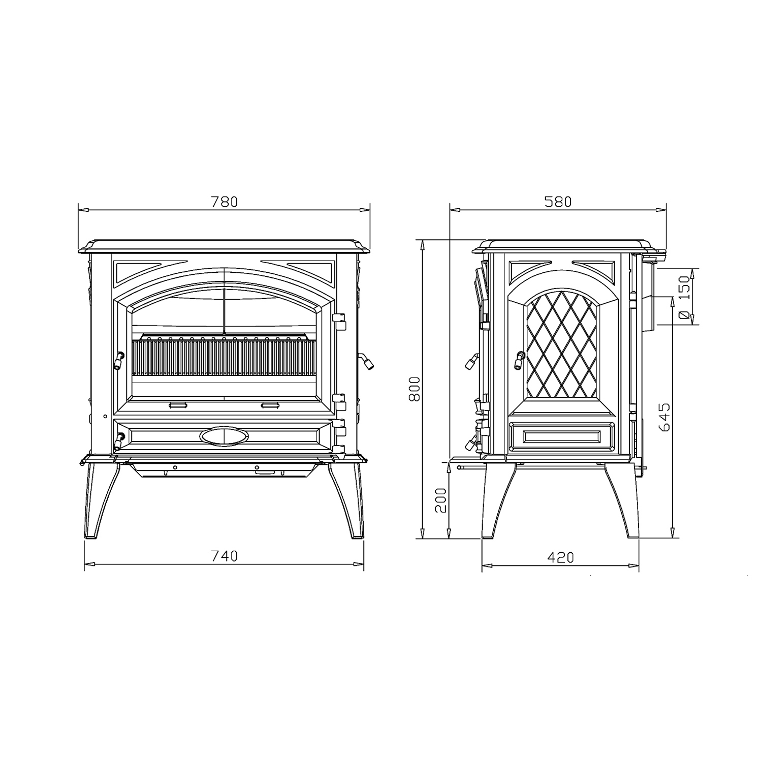 Dovre 760 GM Kaminofen Gusseisen Schwarz