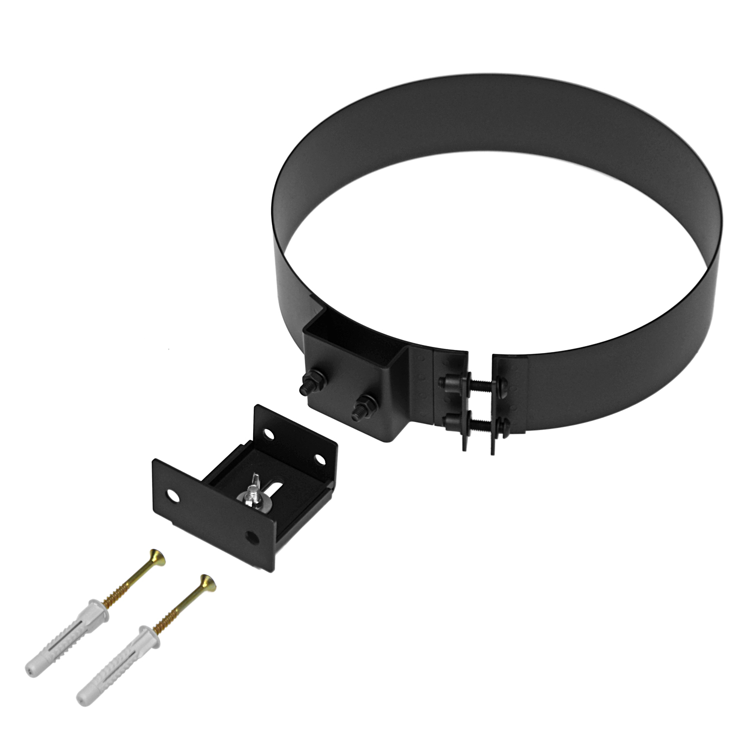 Raik Rohrschelle mit Wandhalterung für doppelwandige Rauchrohre Coltherm 150 mm, für RR-Außendurchmesser 215 mm, Schwarz