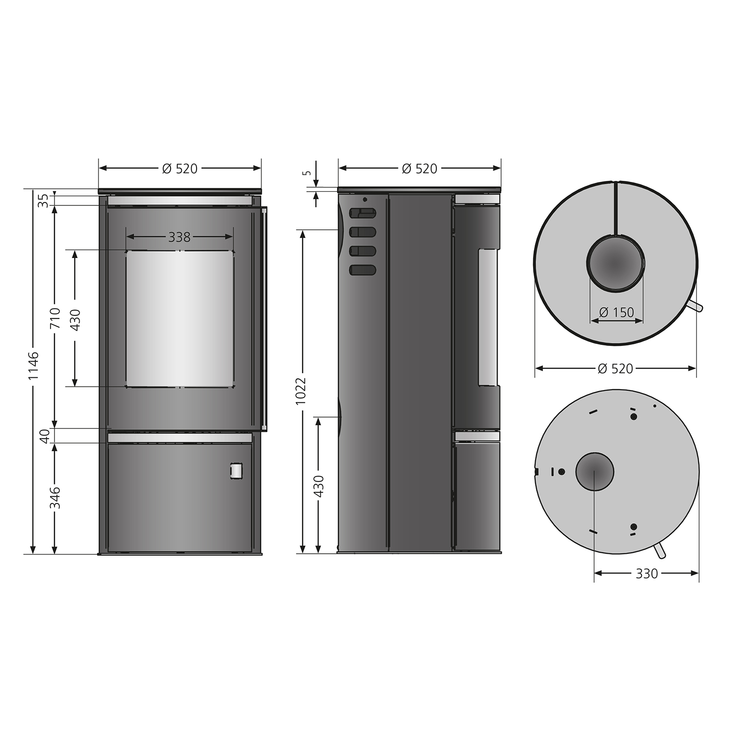 Oranier Corso 2.0 Kaminofen Stahl Schwarz