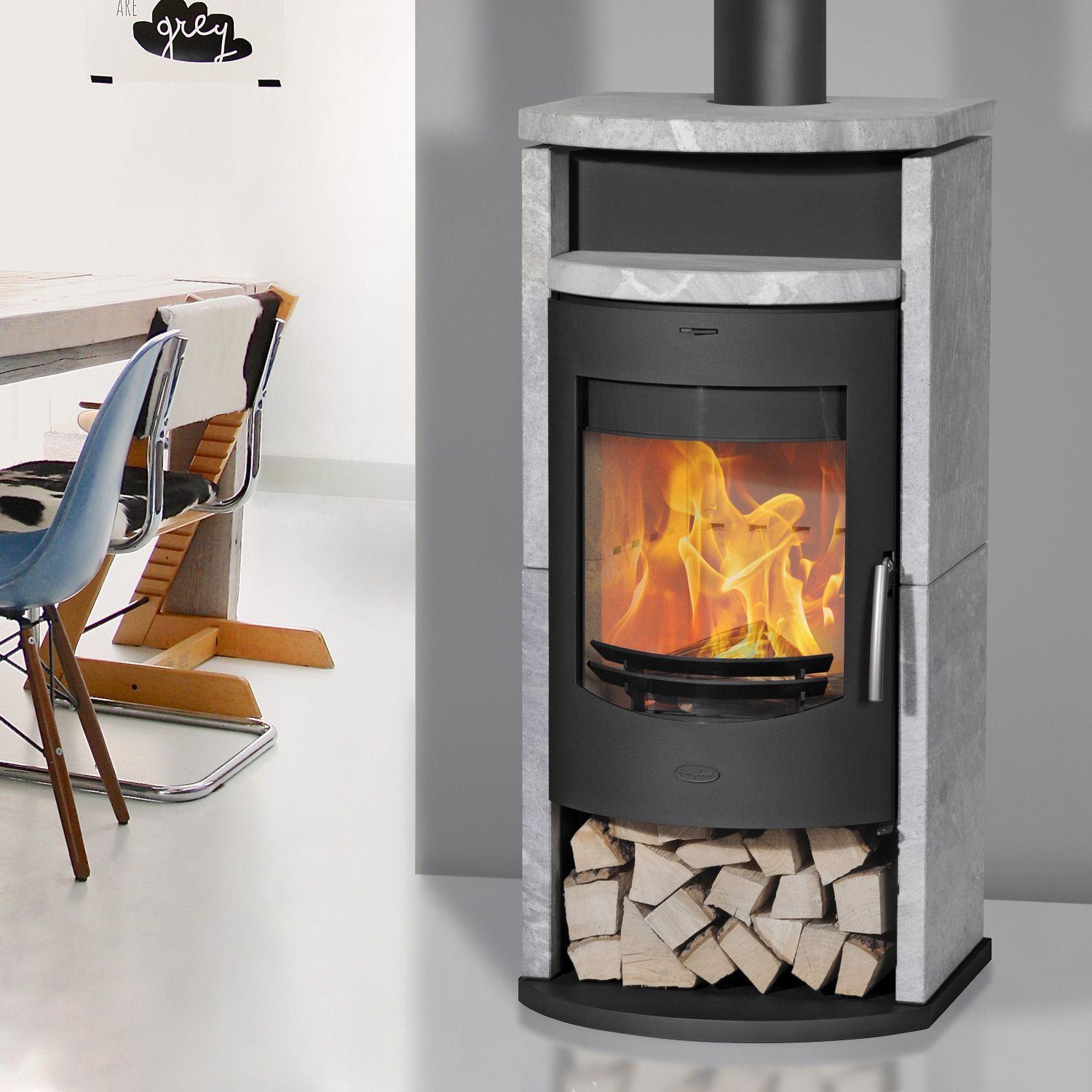 Fireplace Barcelona Kaminofen Stahl Schwarz | Speckstein