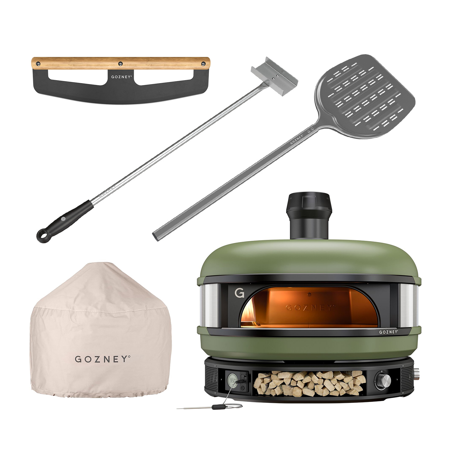 Gozney Dome Dual-Fuel Pizzaofen Olivgrün Starter-Set