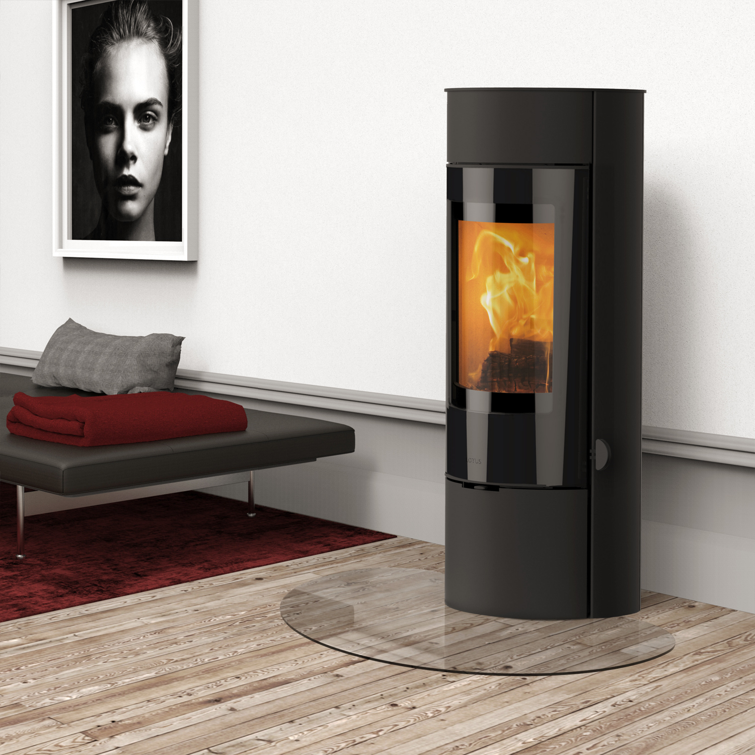 Lotus Prestige Magic 40 Kaminofen Schwarz, Rauchabgang oben