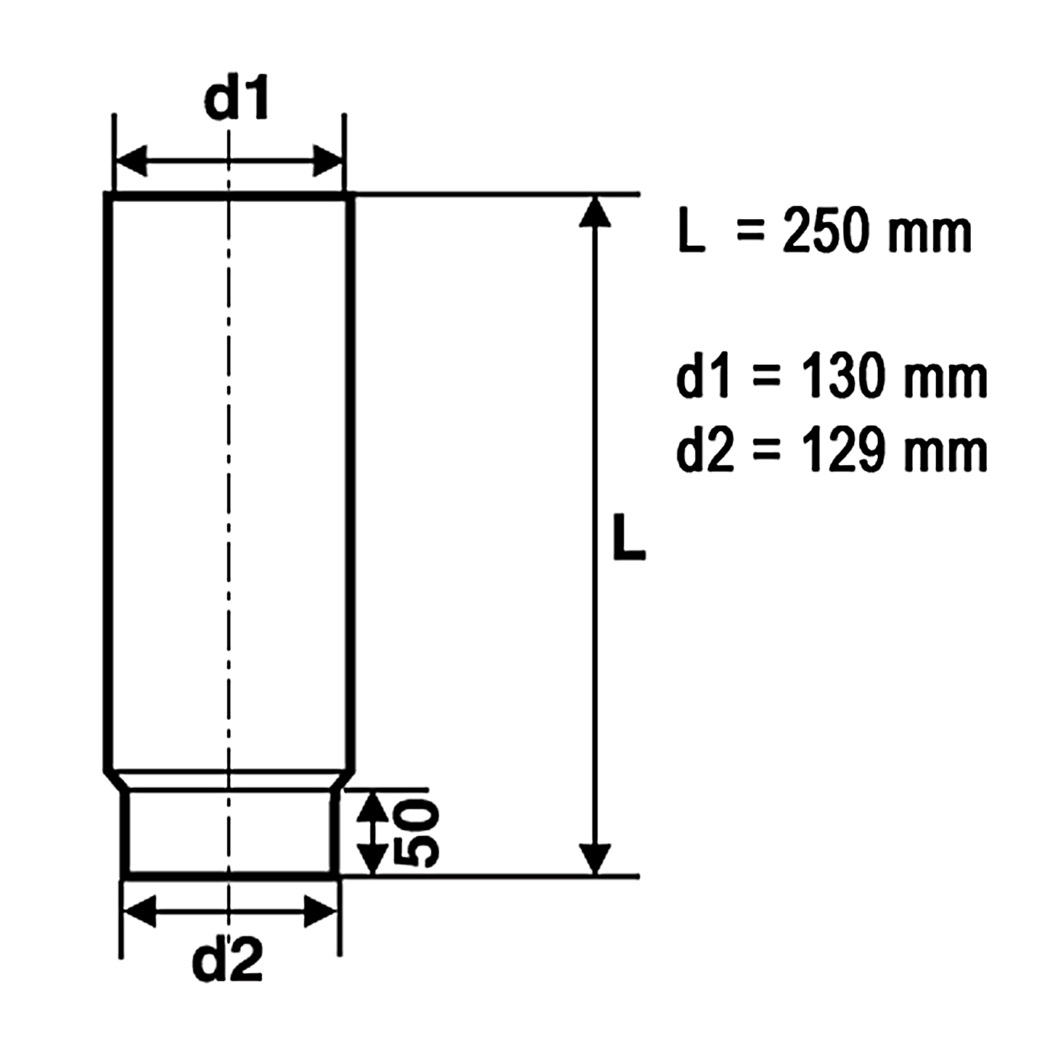 Raik Rauchrohr / Ofenrohr 130mm - 250mm gussgrau