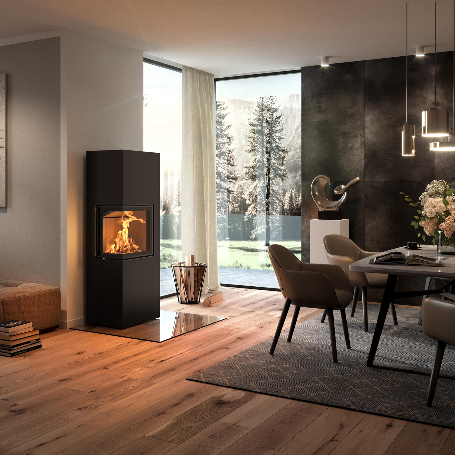 Spartherm Lungo 2L Kaminofen Nero + 1 m³ Kaminholz gratis