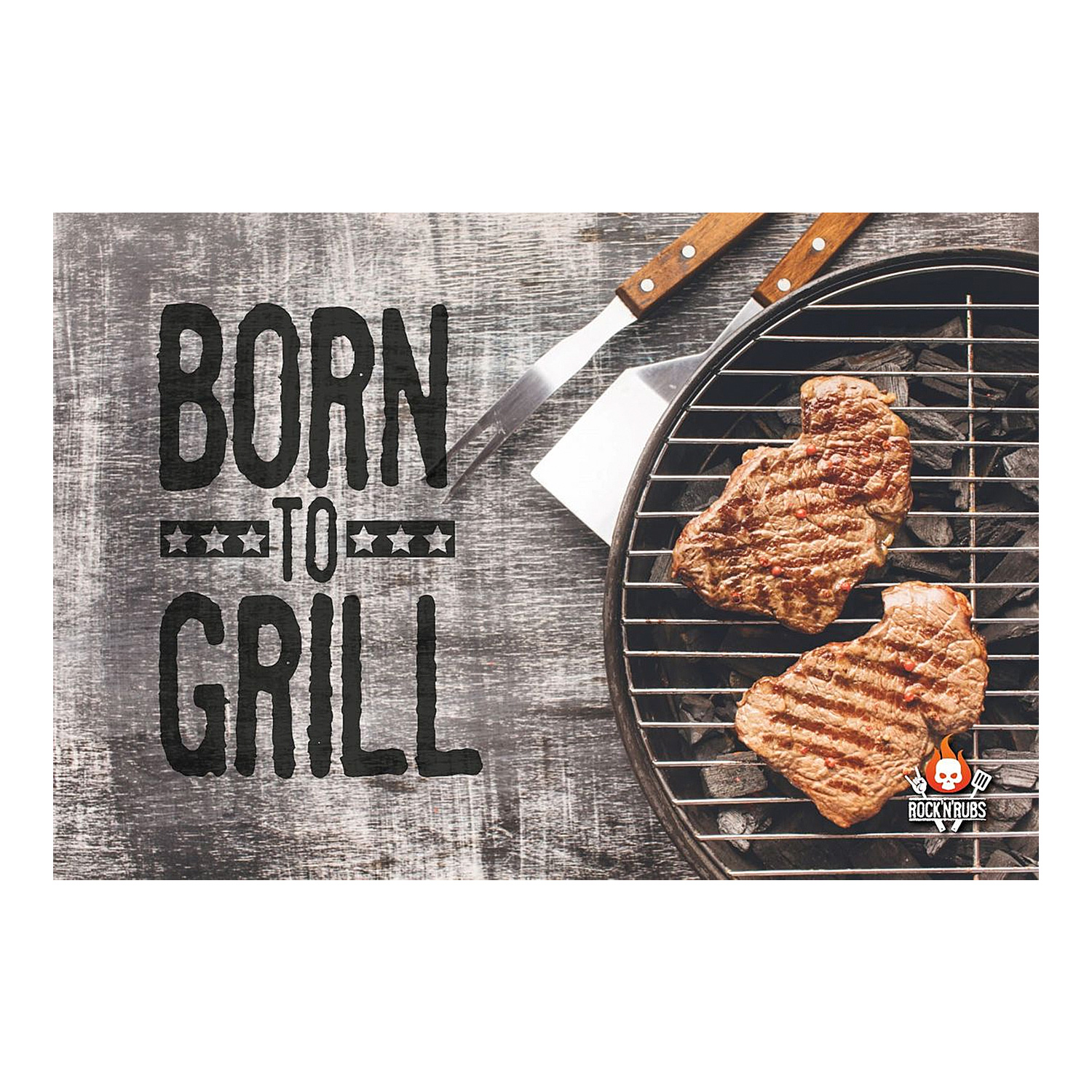 Rock'n'Rubs Blechschild Born to Grill 20 x 30 cm