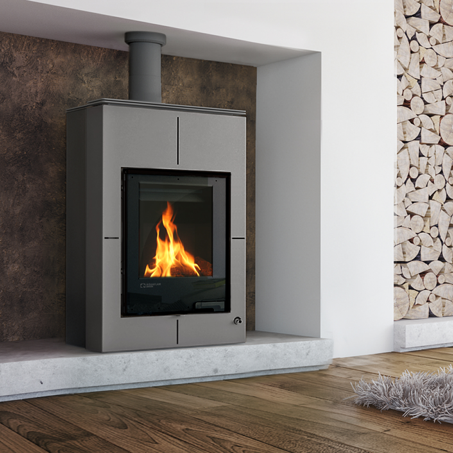 Aquaflam Vario Saporo Basic Wasserführender Kaminofen Grey 11/7 kW