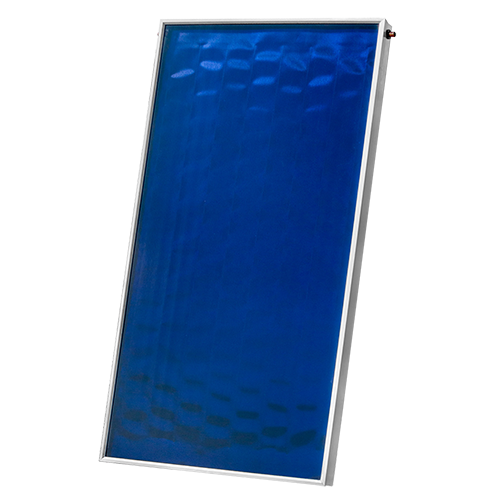 Ein flaches Solarpanel mit blauer Oberfläche, eingerahmt in Silber