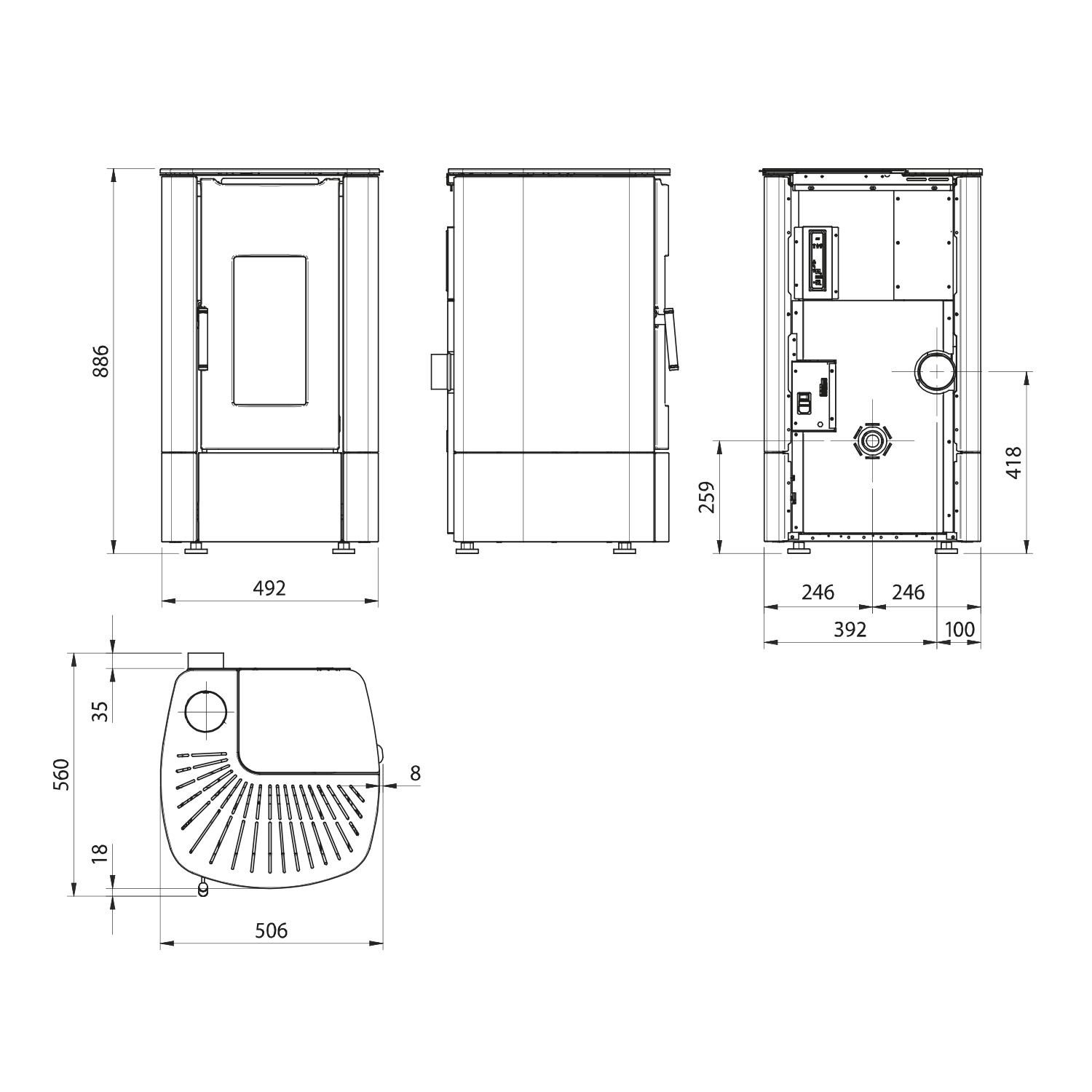 Extraflame Evolution Line Angy Pelletofen Stahl Bronze