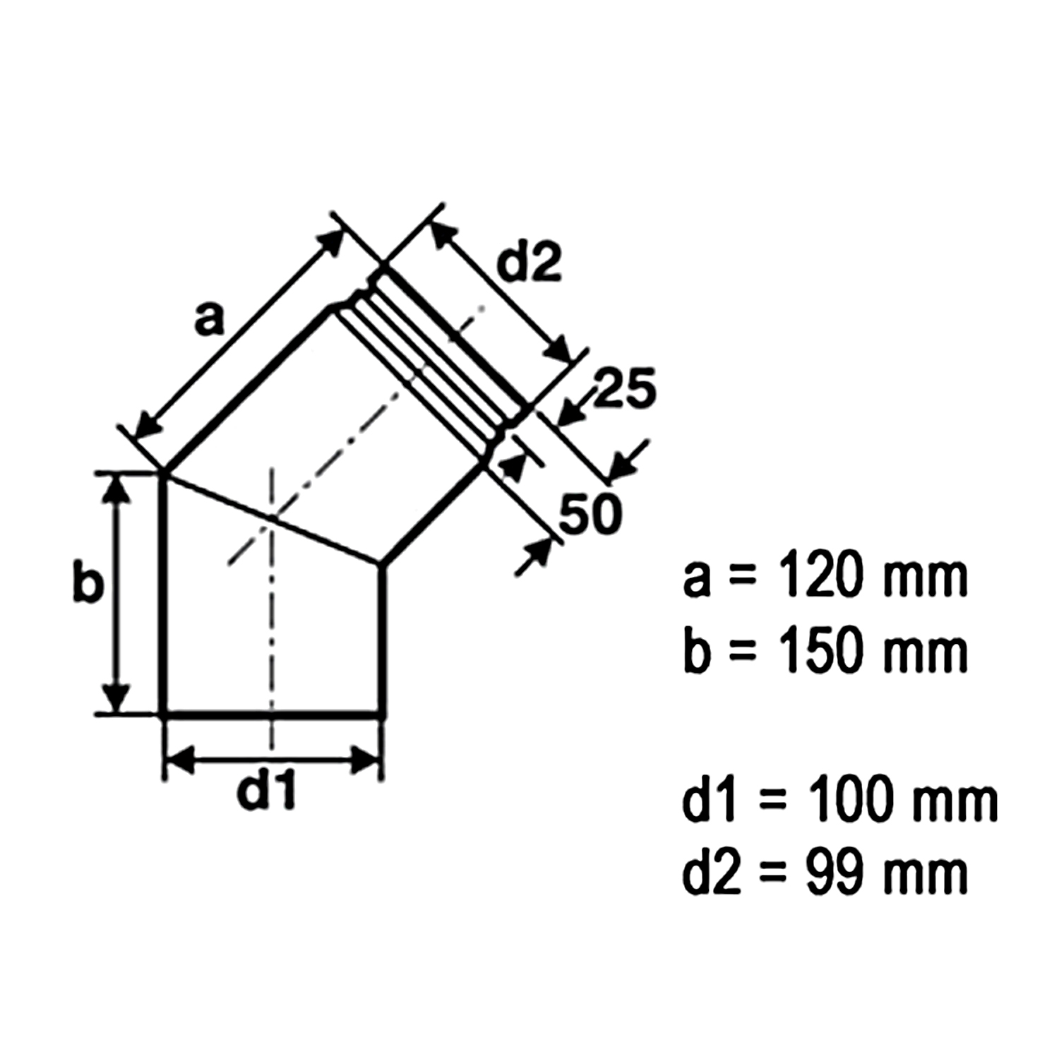 Raik Pelletrohr / Ofenrohr 100mm - 45° Bogen