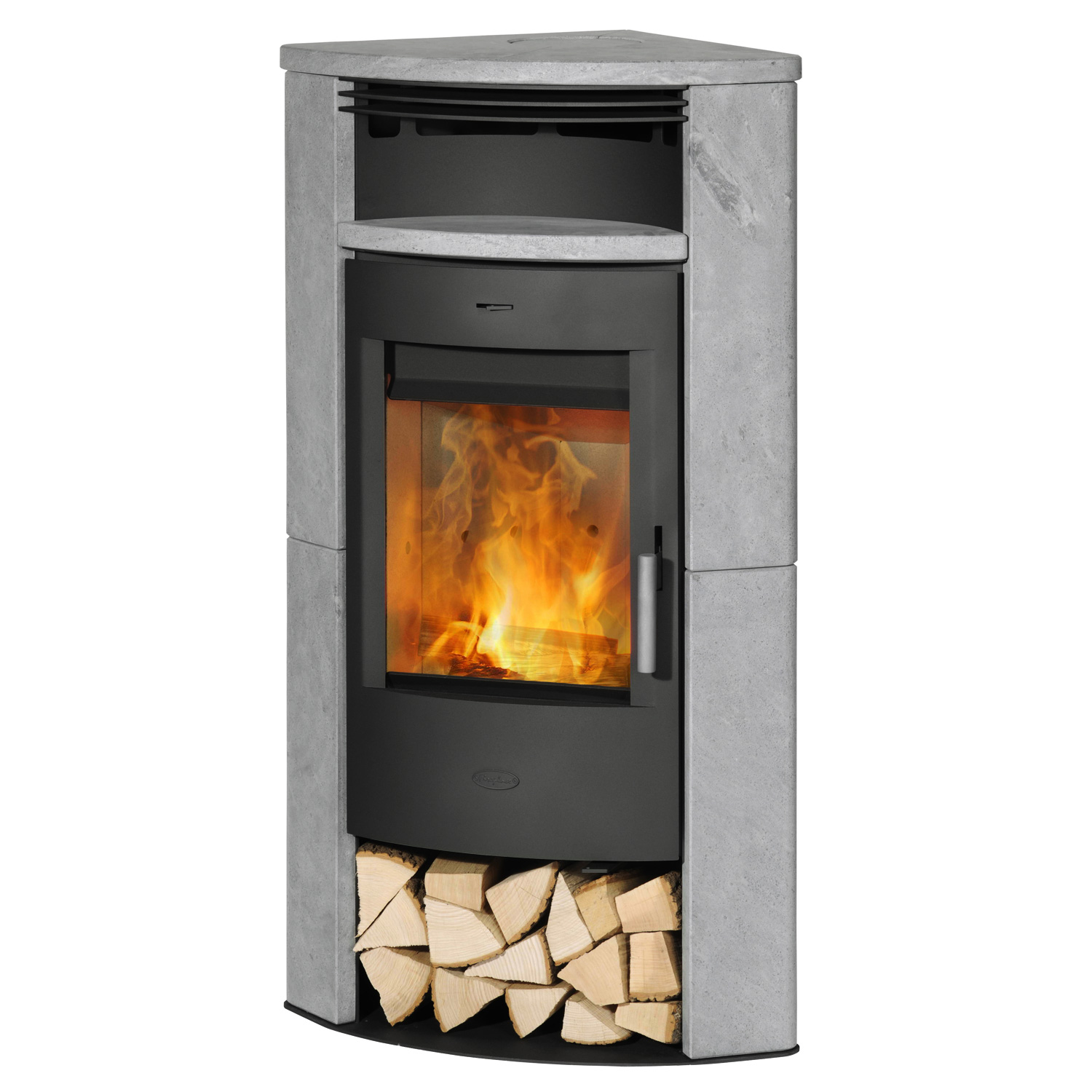 Fireplace Malta Eckkaminofen Stahl Schwarz | Speckstein