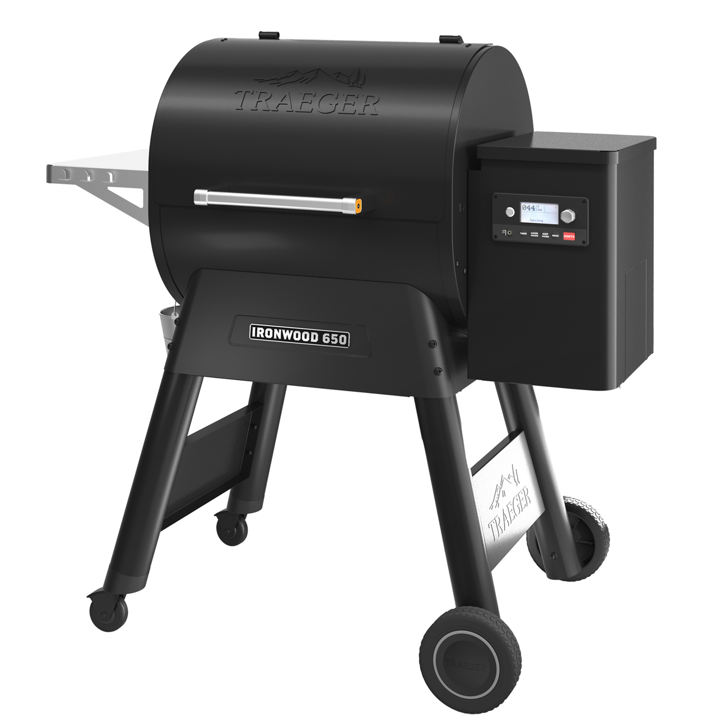 Traeger IRONWOOD 650 Pellet Grill schwarz inkl. Abdeckhaube, Ablaufblech-Schutzfolie + Hartholz Pellets Cherry 9 kg