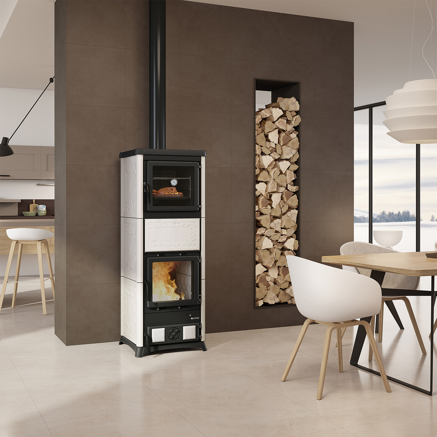 La Nordica Prestige Line Nova Forno Kaminofen Mattweiß