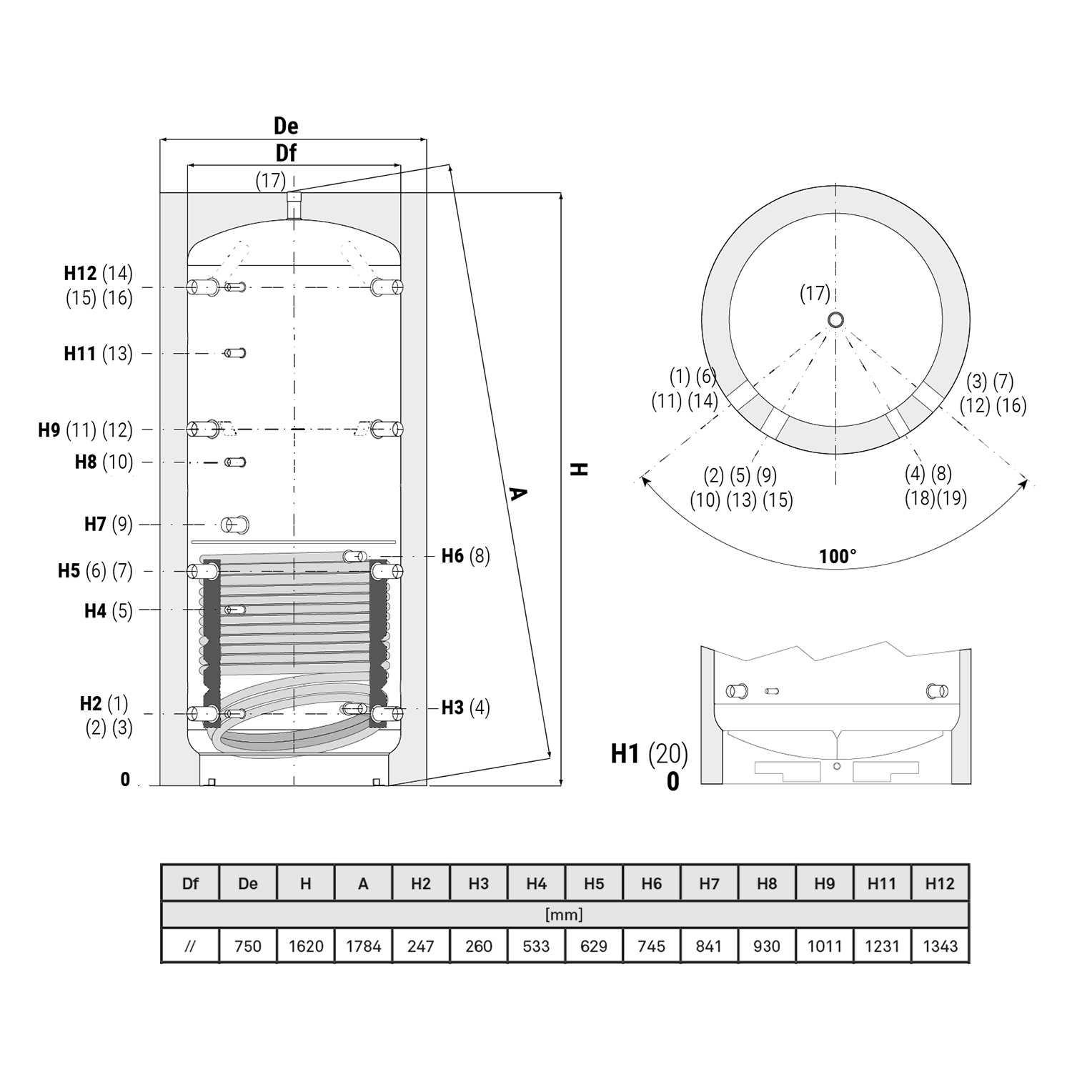 Termoventiler Pufferspeicher Laddotank Puffer 1 500 (478 Liter) mit 1x Solarwärmetauscher