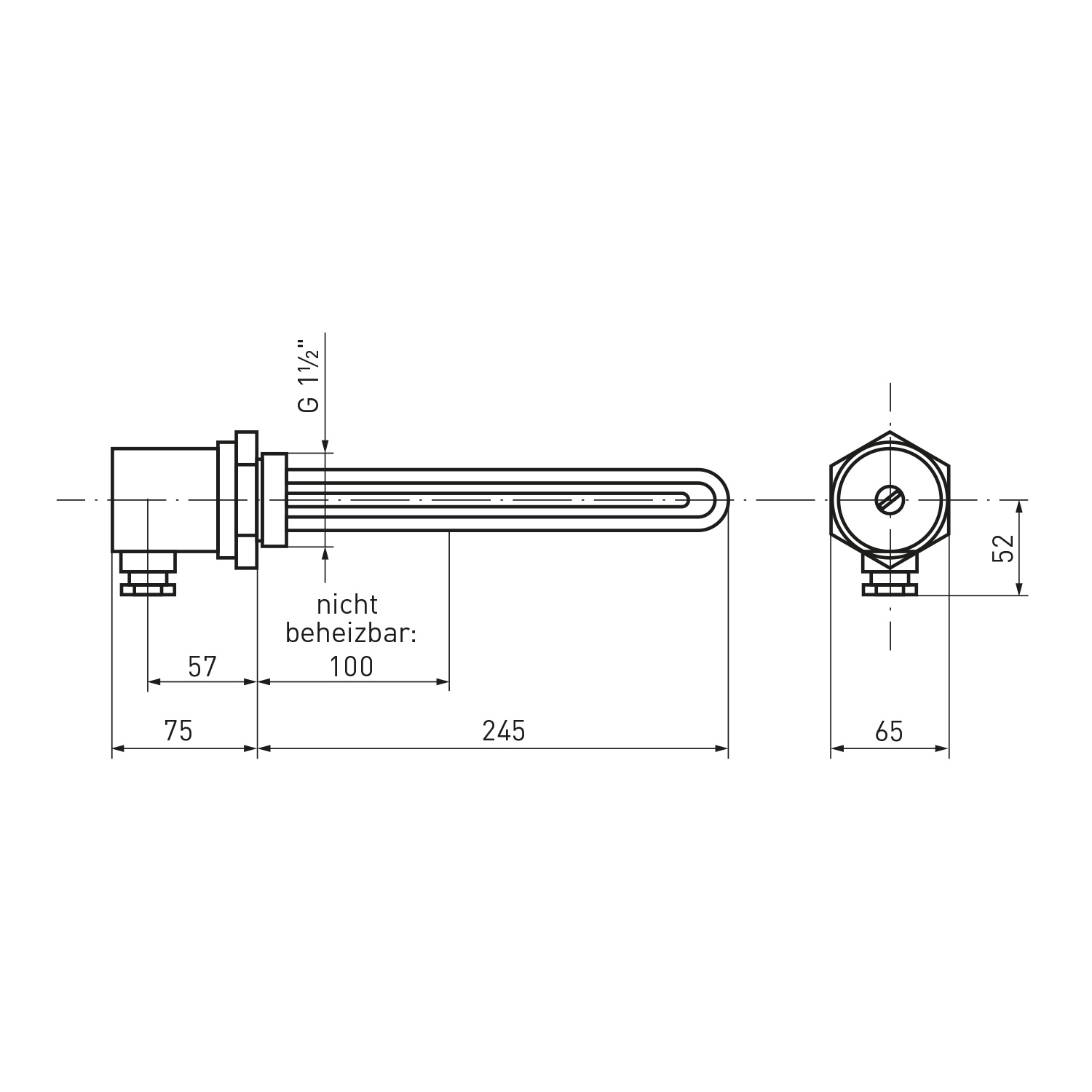 Einschraubheizung / Heizpatrone ESH 2.00 - 2 kW - 245 mm