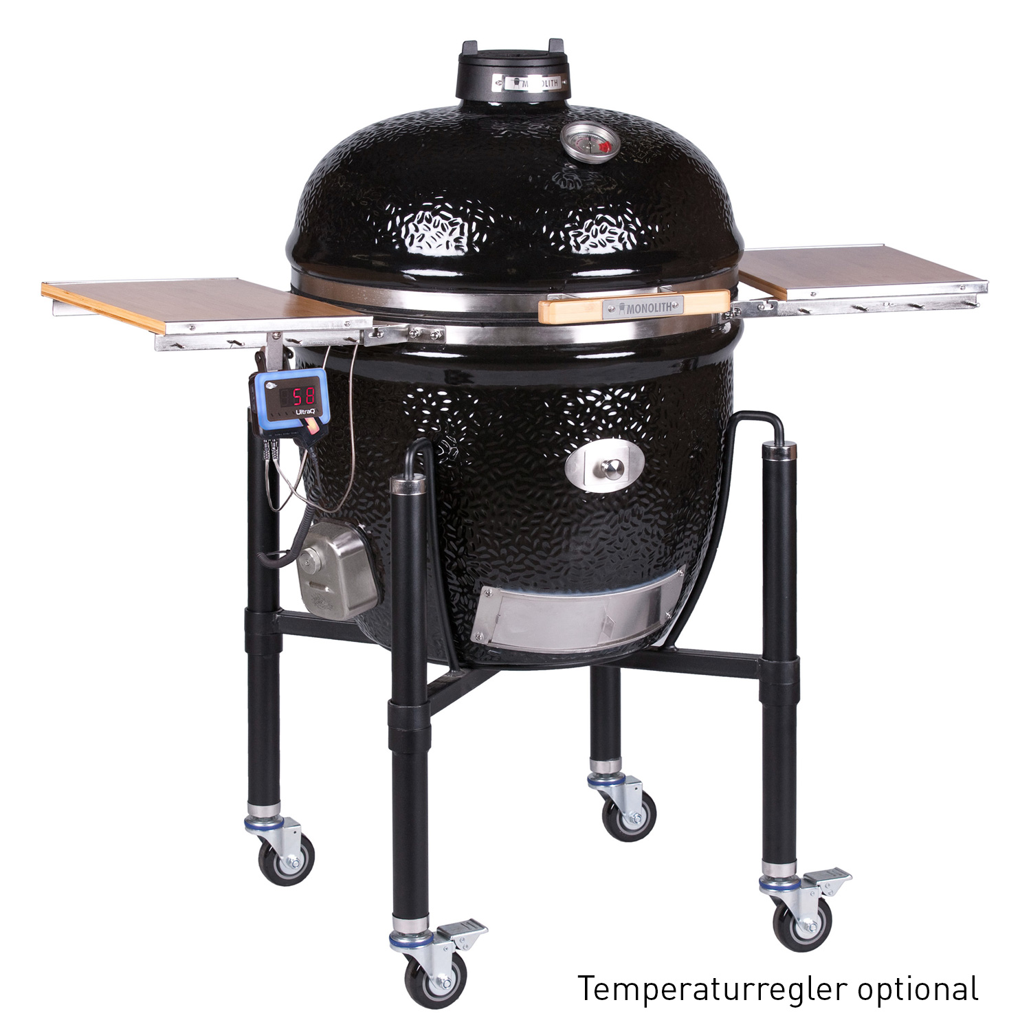 MONOLITH LeCHEF BBQ GURU Keramikgrill PRO-Serie 2.0 Schwarz mit Gestell und Seitentischen