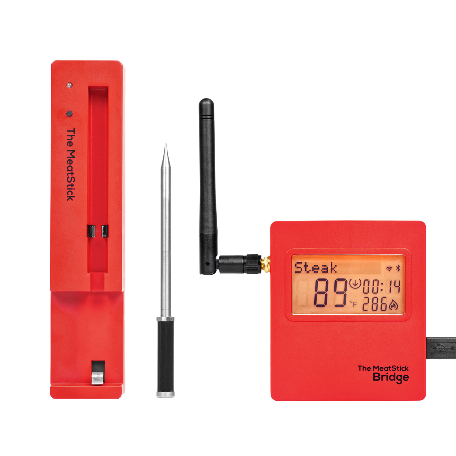 The MeatStick Set 3: The MeatStick mit WiFi Bridge, Ladegerät und Transporttasche