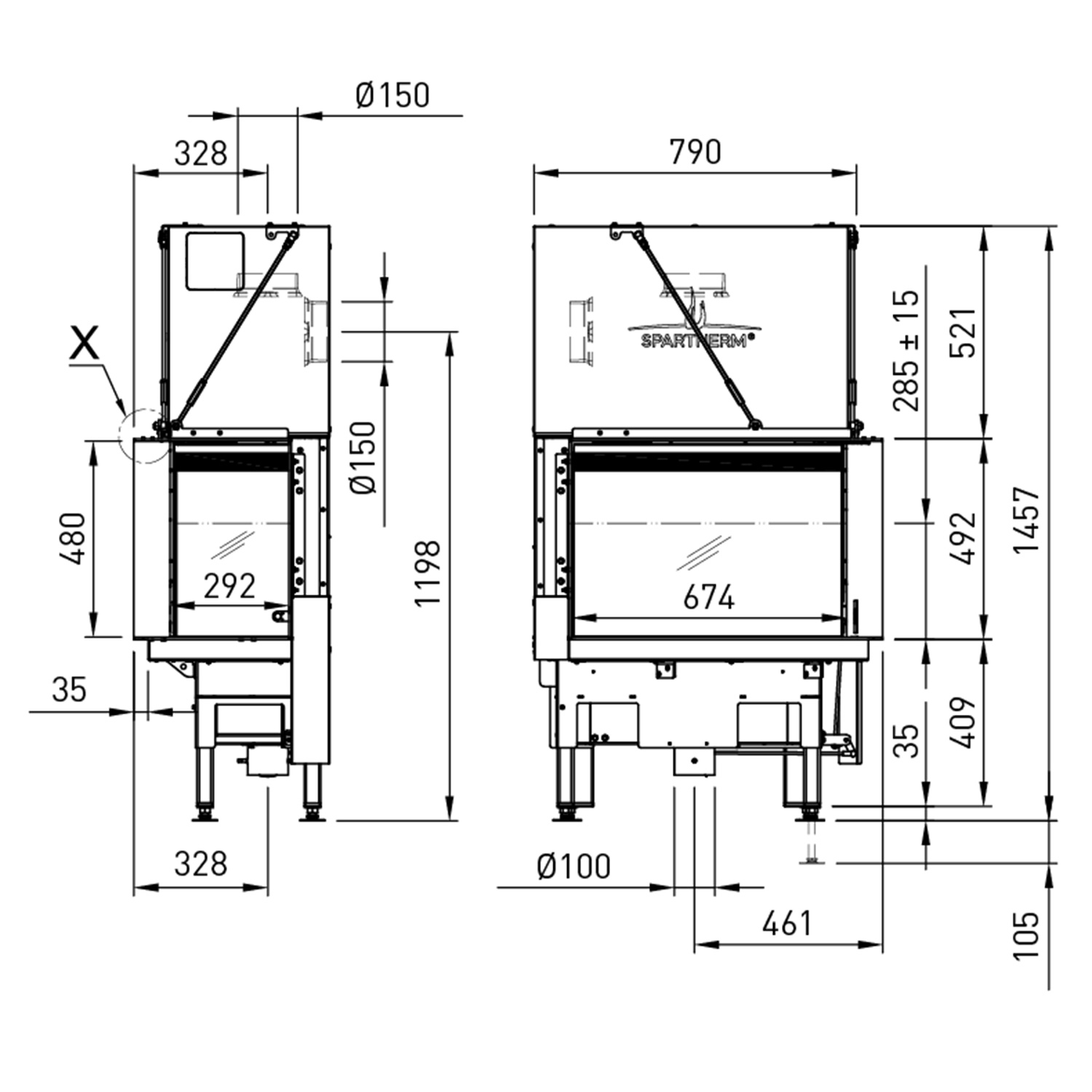 Spartherm Lean 2R-70h Kamineinsatz