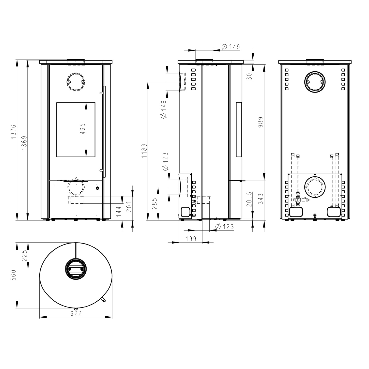 Olsberg Tolima Aqua II Compact Wasserführender Kaminofen Stahl Schwarz