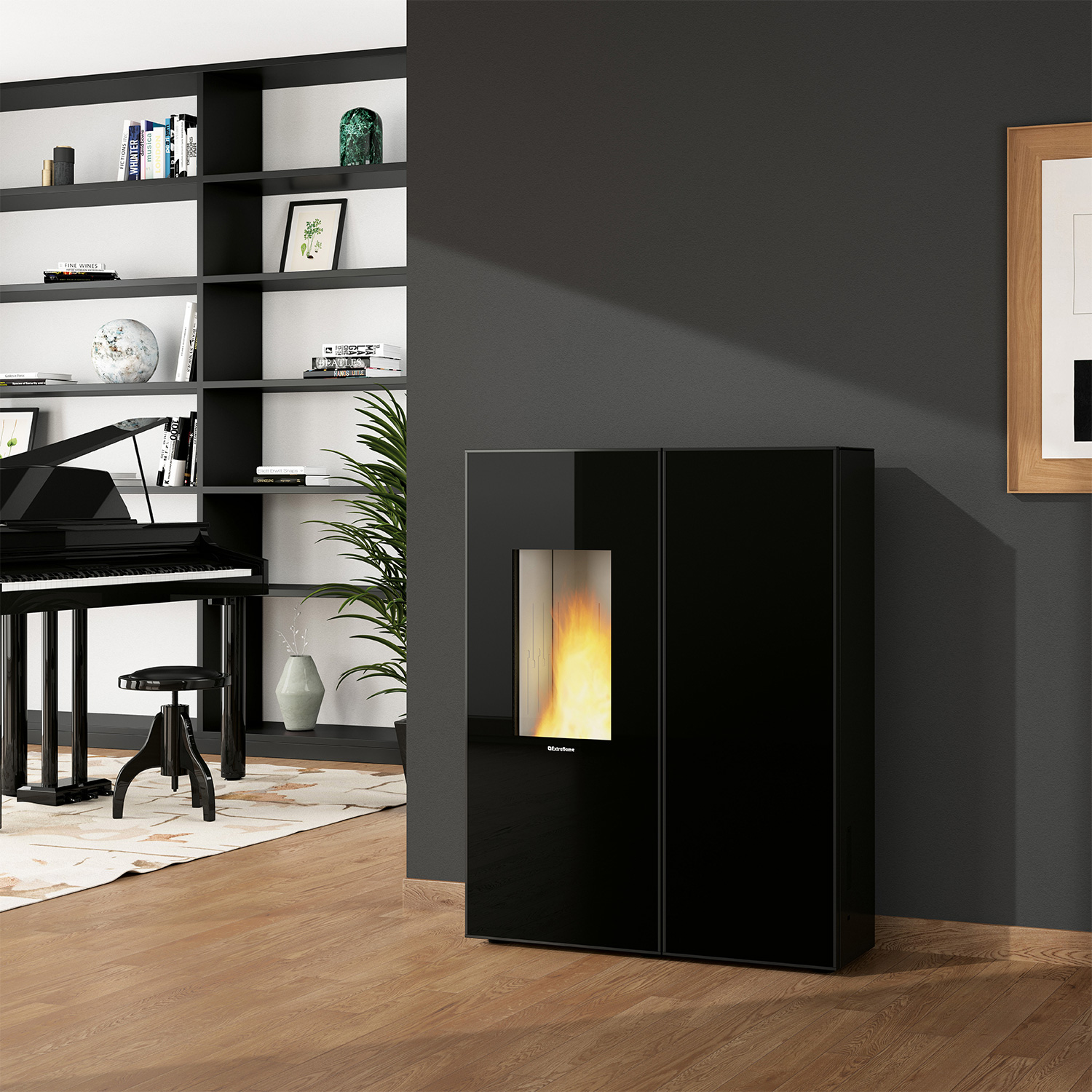 Extraflame Evolution Line Sharon Plus Pelletofen Glas Crystal Schwarz