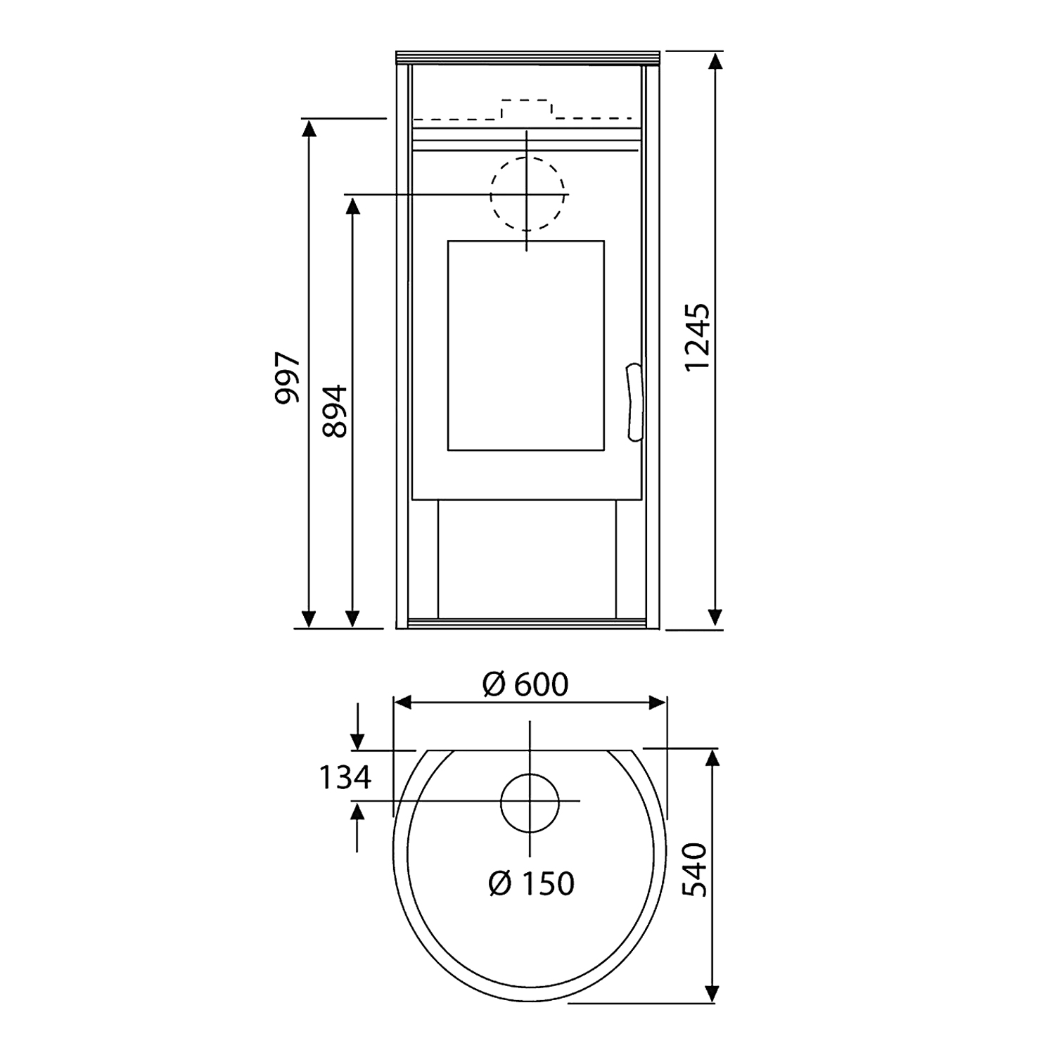 Wamsler Atlas Kaminofen Stahl Grau 6 kW