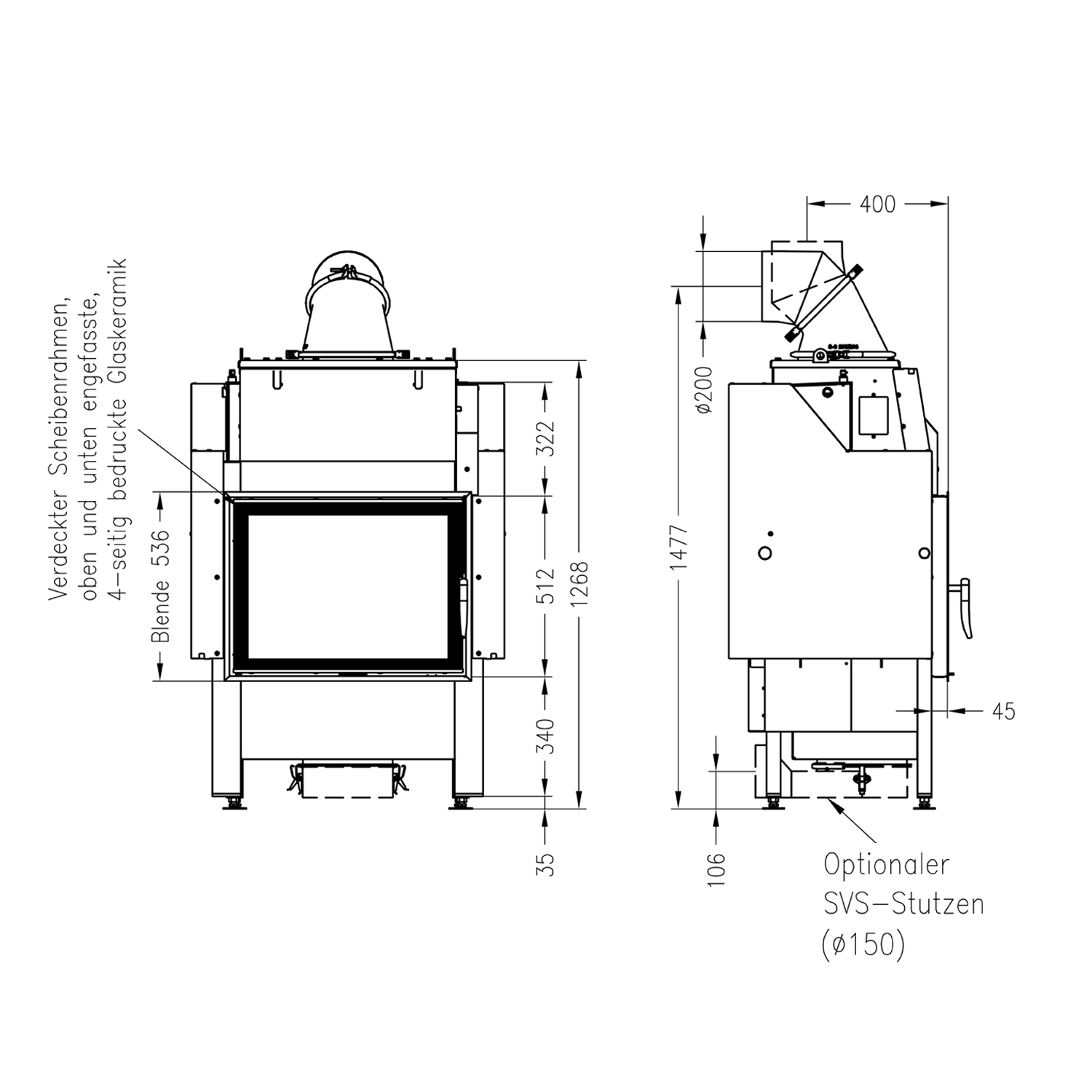 Spartherm Varia 1V H2O XXL 15 kW wasserführender Kamineinsatz links