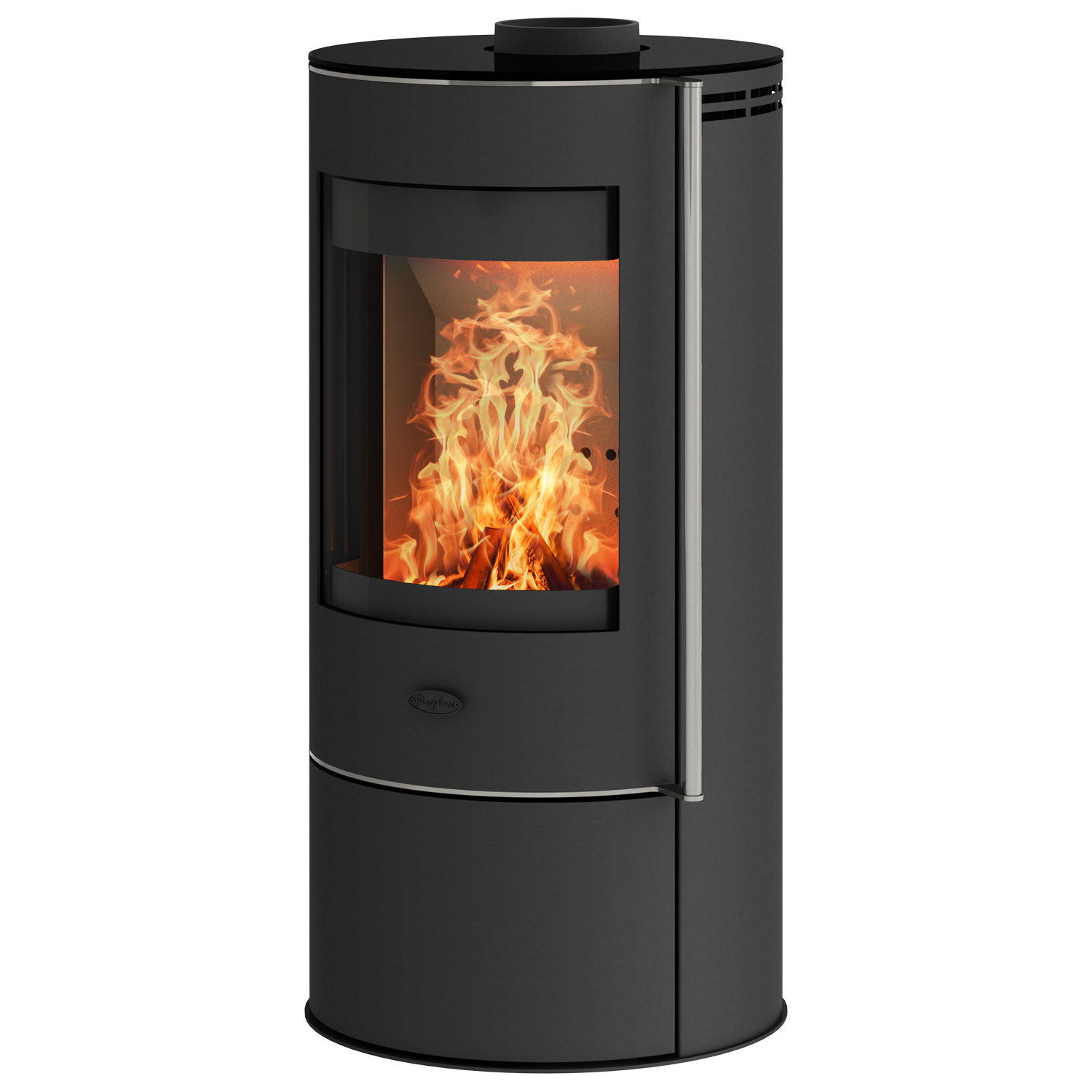 Fireplace Elite Angerona Kaminofen Stahl Schwarz mit Abdeckplatte Glas + 1 m³ Kaminholz gratis