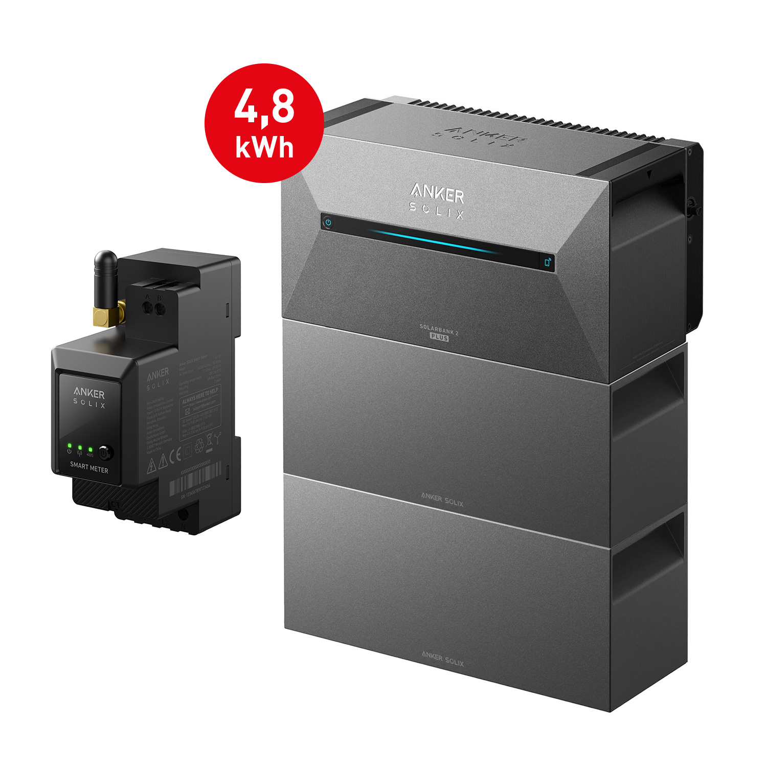 Anker SOLIX Solarbank 2 E1600 PRO Balkon-Stromspeichersystem + 2x BP1600 Erweiterungsakku