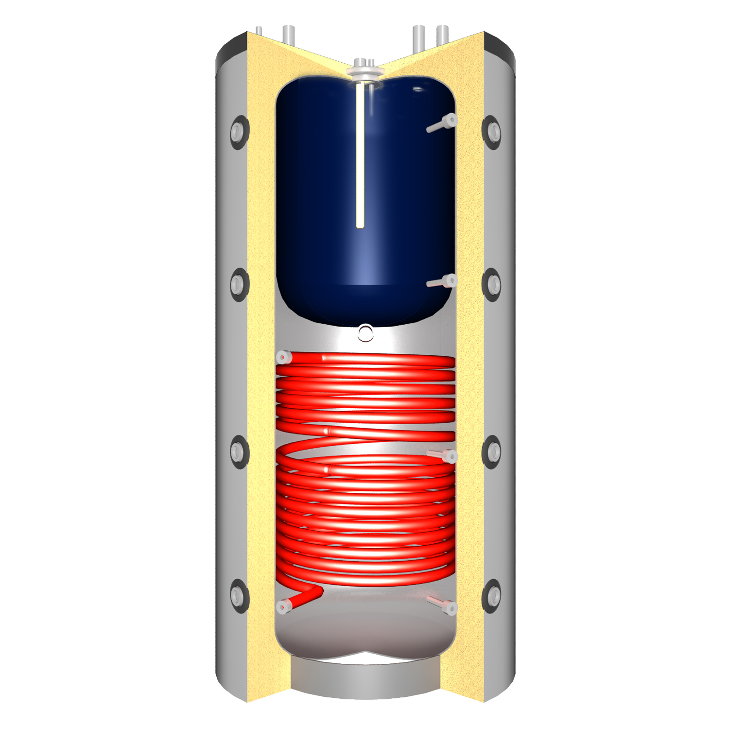 Aquaflam Vario Saporo Basic Red Wasserführender Kaminofen Komplett-Set + Solarthermie-Set 2 (11 m²) + Kombispeicher THKE 600 + 1 SWT