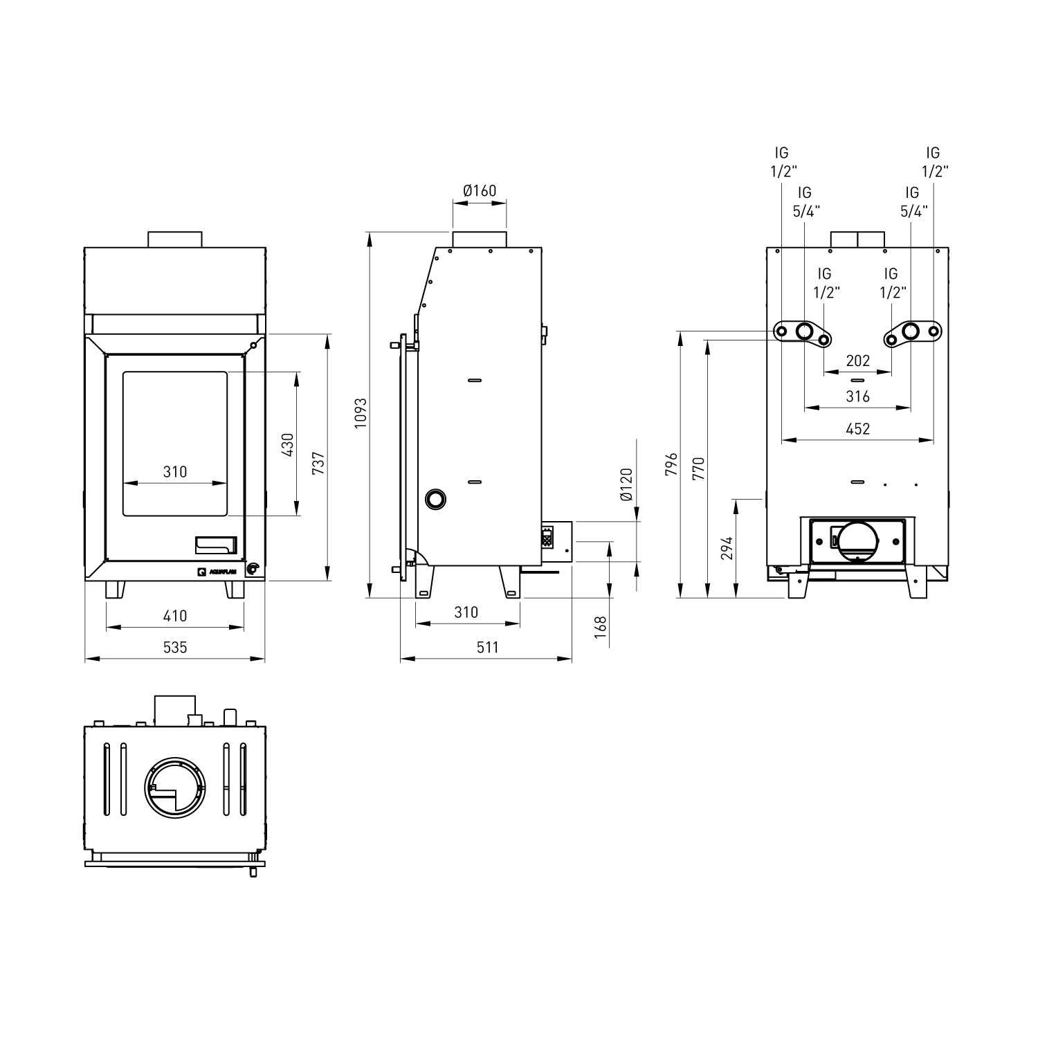 Aquaflam 7 Flat Manual Wasserführender Kamineinsatz