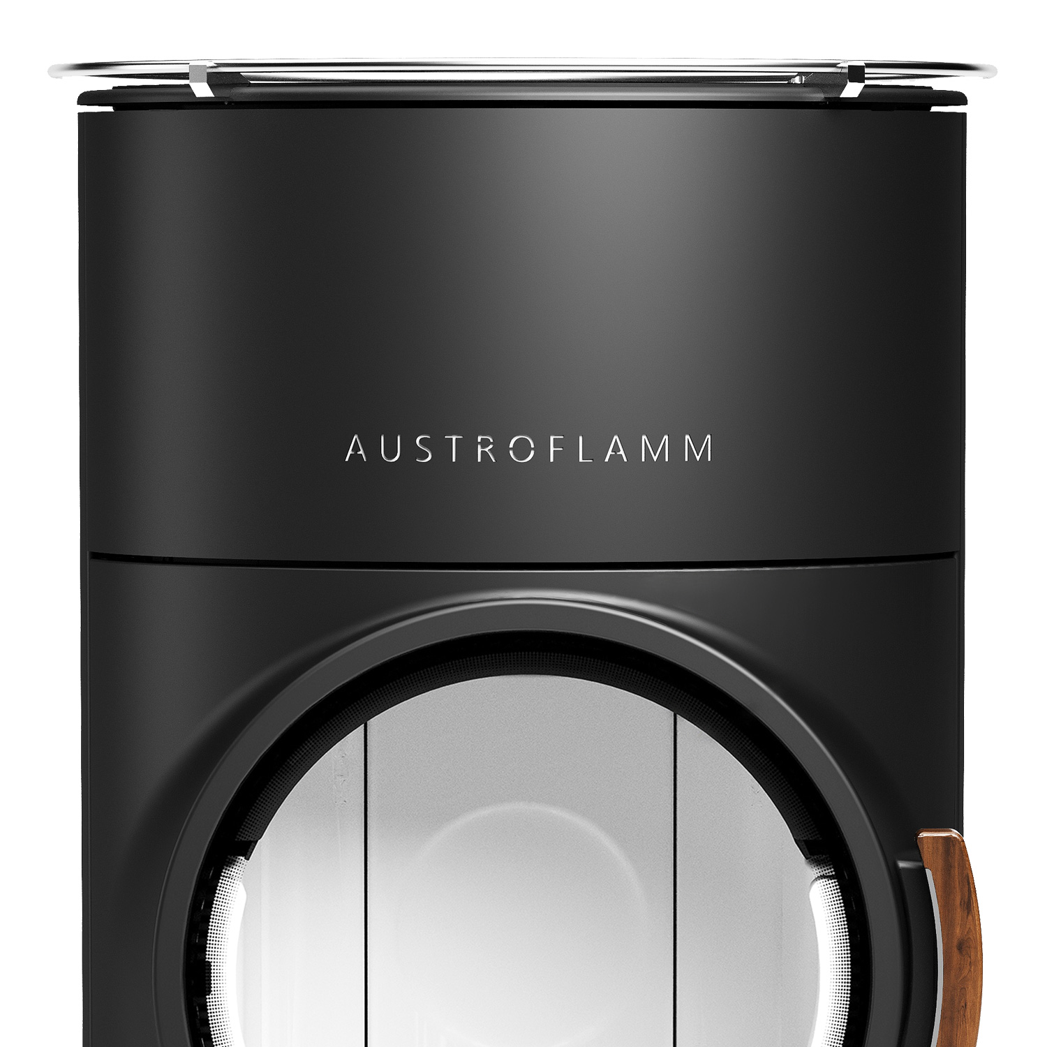 Austroflamm Clou compact Cook Kaminofen Stahl Schwarz RR hinten + 1 m³ Kaminholz gratis