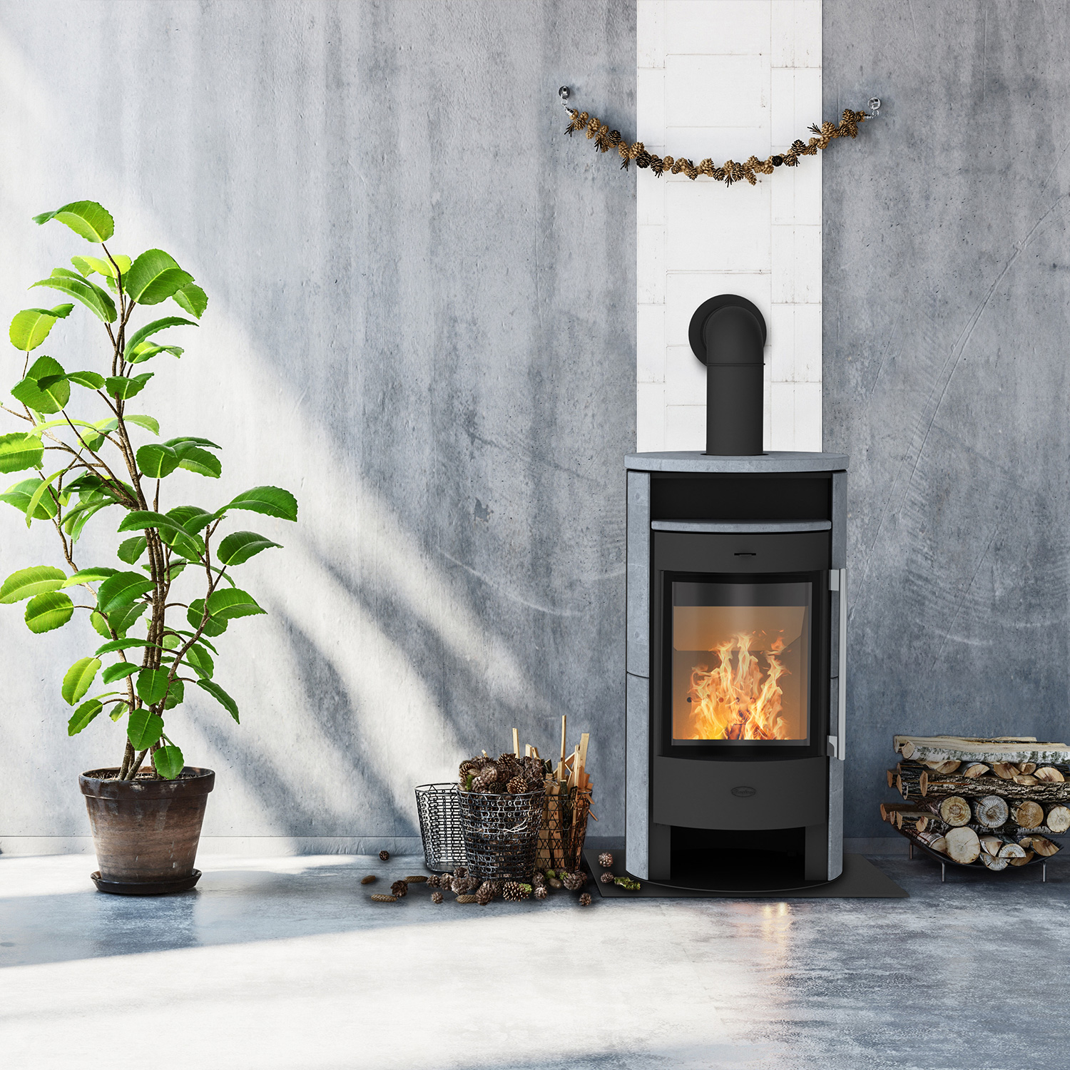 Fireplace Durango Kaminofen Stahl Schwarz | Speckstein