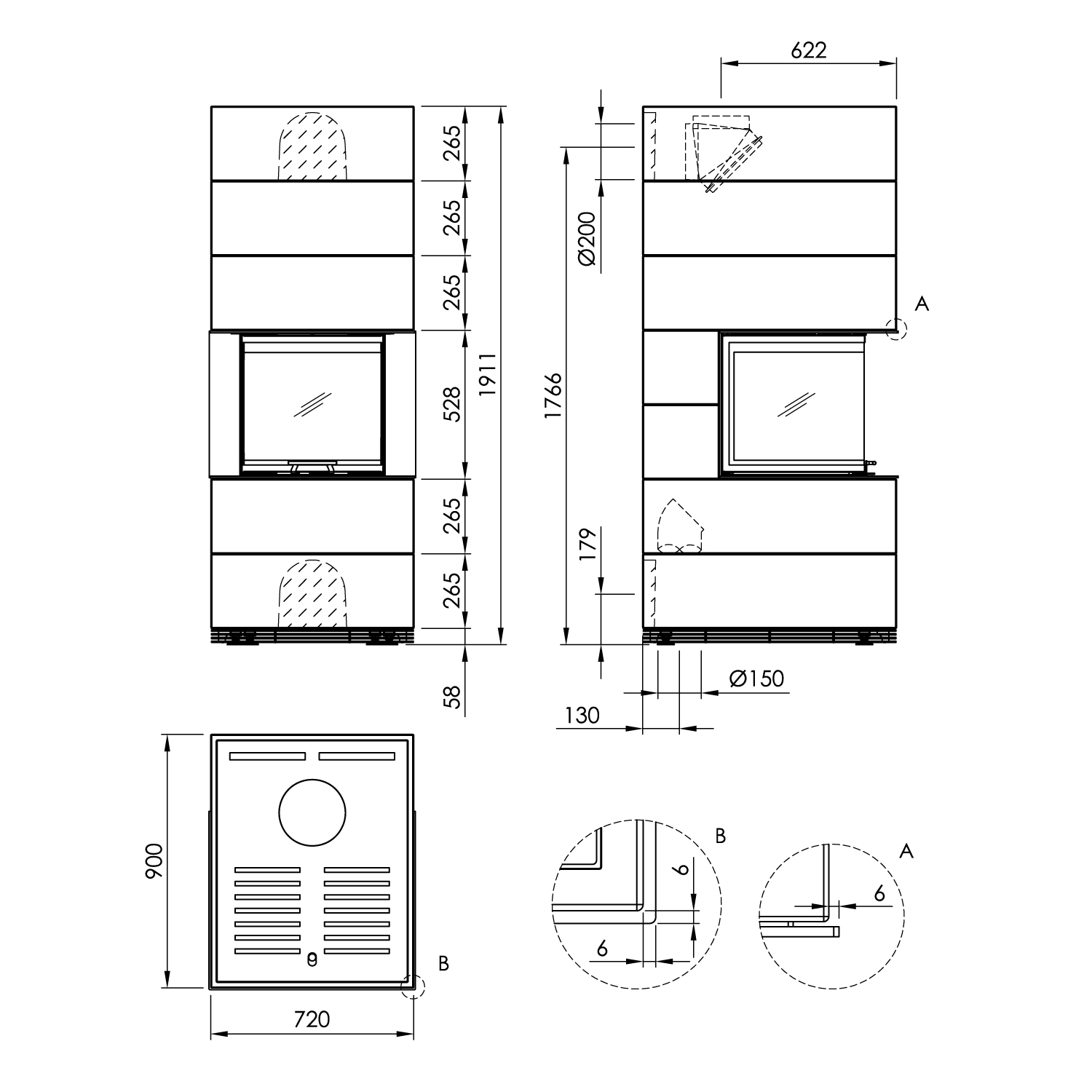 Spartherm SIM 2/3 Arte U-50h-4S Kaminbausatz Natur