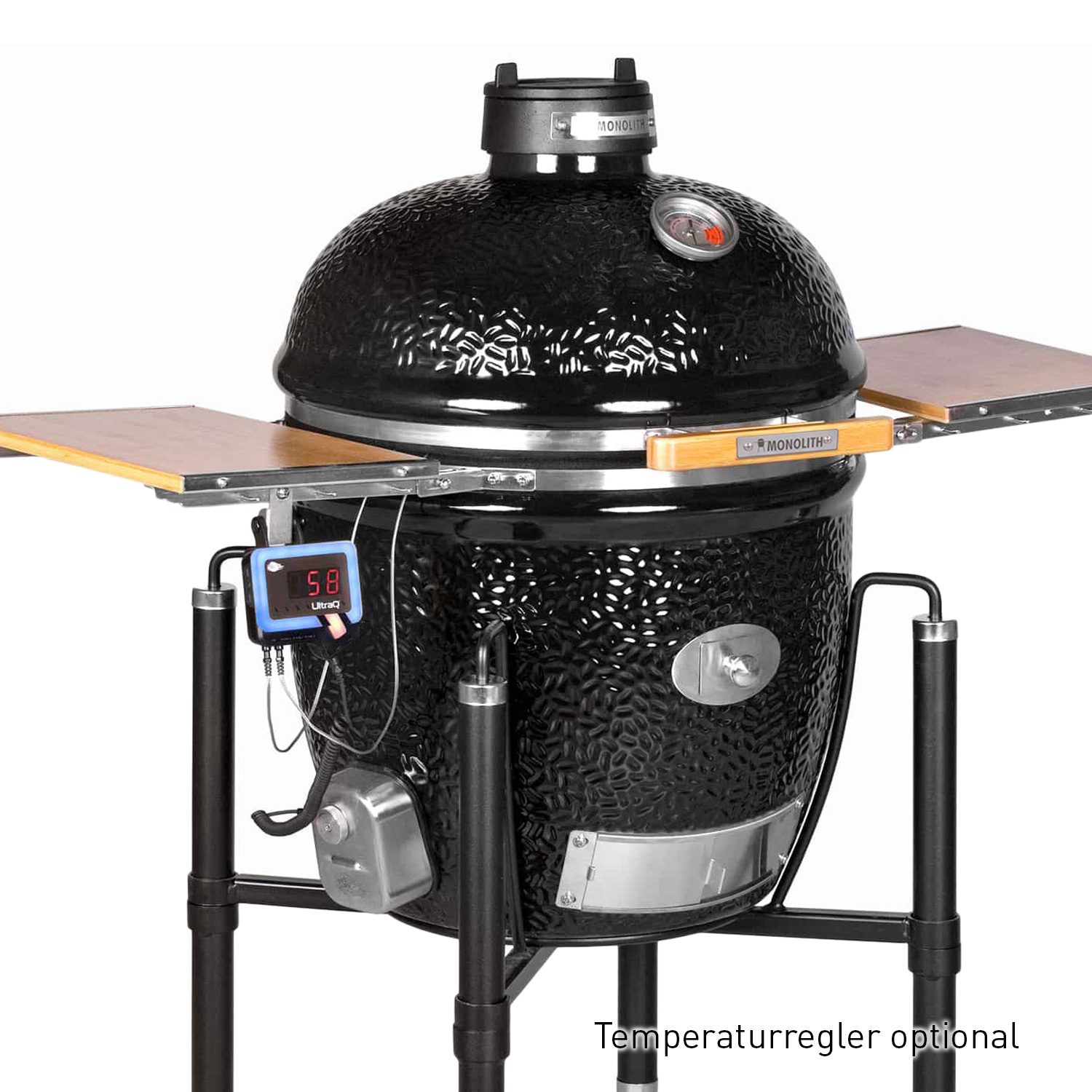 MONOLITH CLASSIC BBQ GURU Keramikgrill PRO-Serie 2.0 Schwarz mit Gestell und Seitentischen