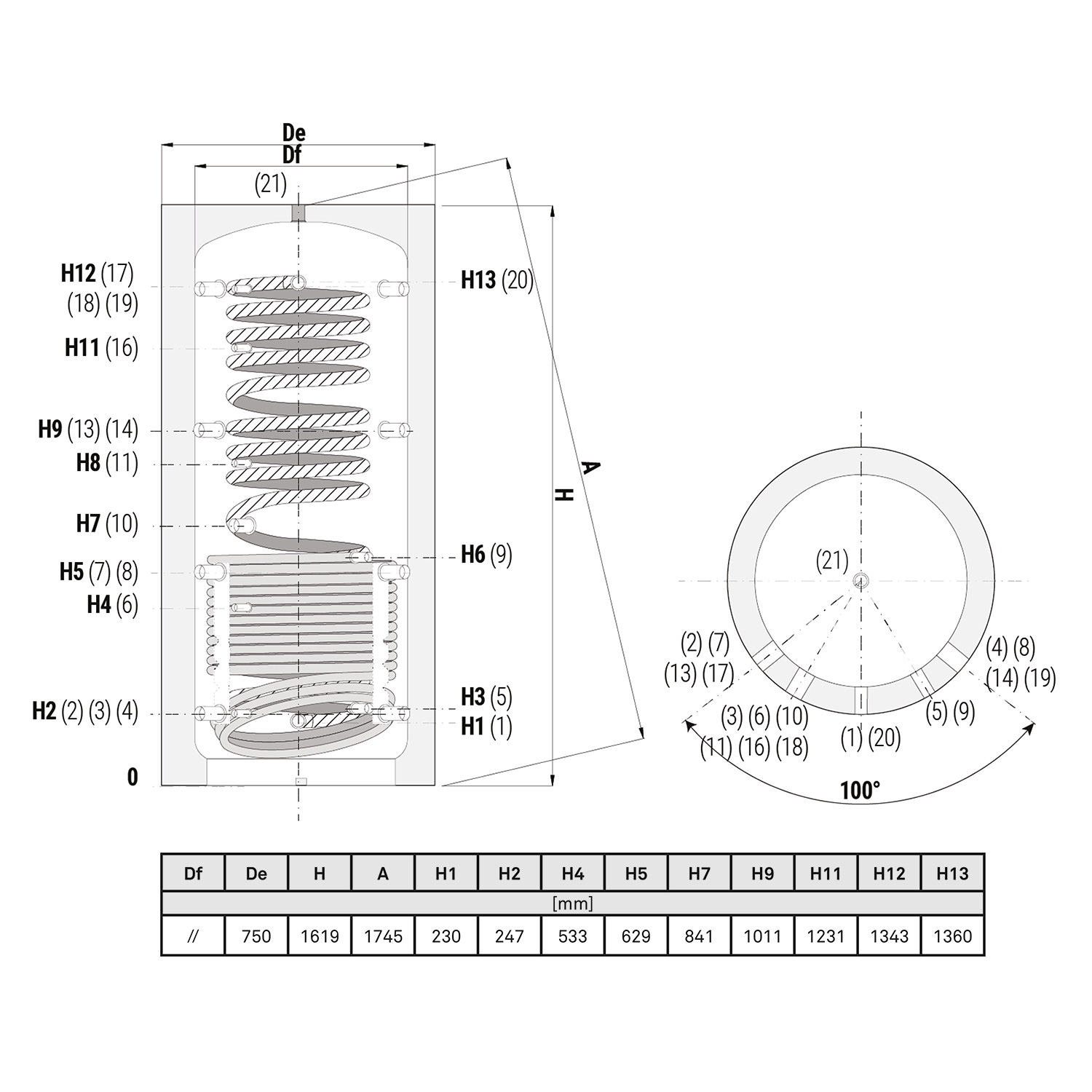 Termoventiler Hygienespeicher Laddotank HSK Speicher 2 500 (478 Liter) mit 1x Solarwärmetauscher