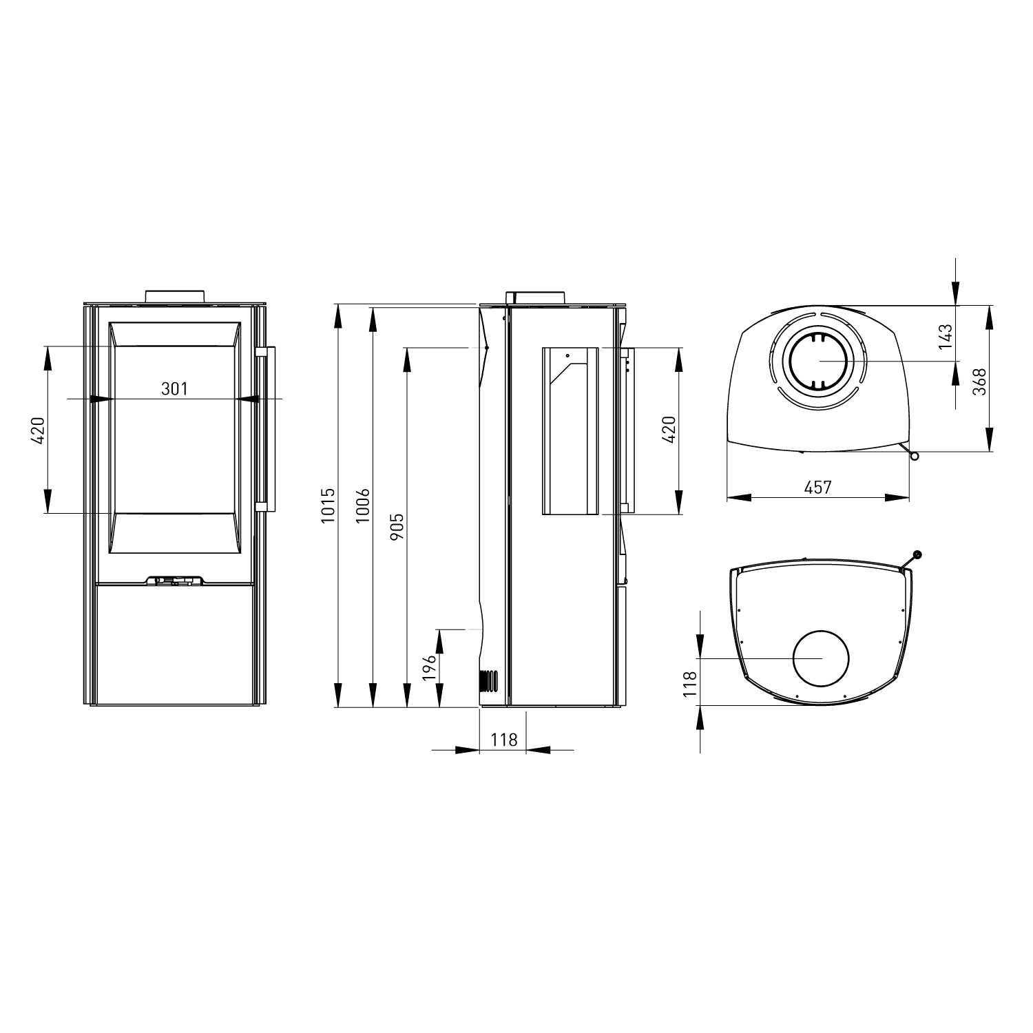 TermaTech TT30G Classic Kaminofen Stahl Schwarz