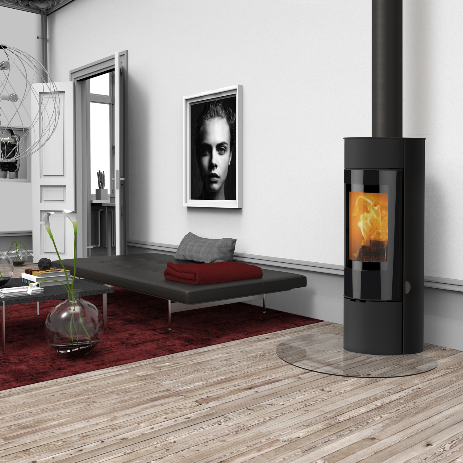 Lotus Prestige Magic 40 Kaminofen Schwarz, Rauchabgang oben