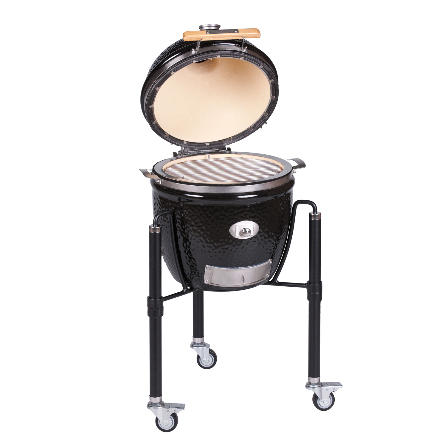 MONOLITH JUNIOR Keramikgrill PRO-Serie 2.0 Schwarz mit Gestell